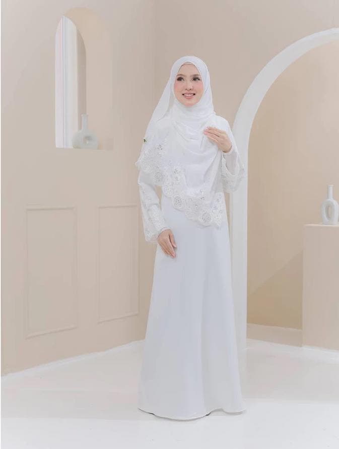 Elegant Embroidered Muslimah Jubah Dress with Free Matching Hijab β Modest Abaya Kaftan for Eid, Wedding, or Formal Events - image 5
