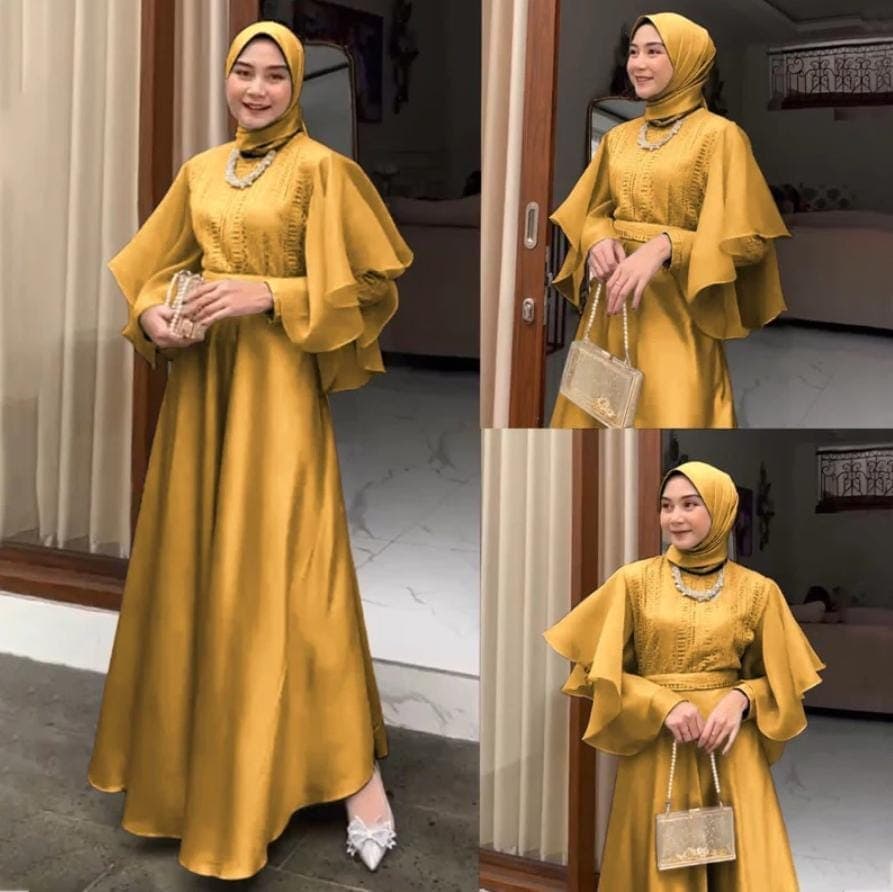 Sleek Bell Sleeve Dress: Pearl Neckline, Modest Formal Wear - image 3