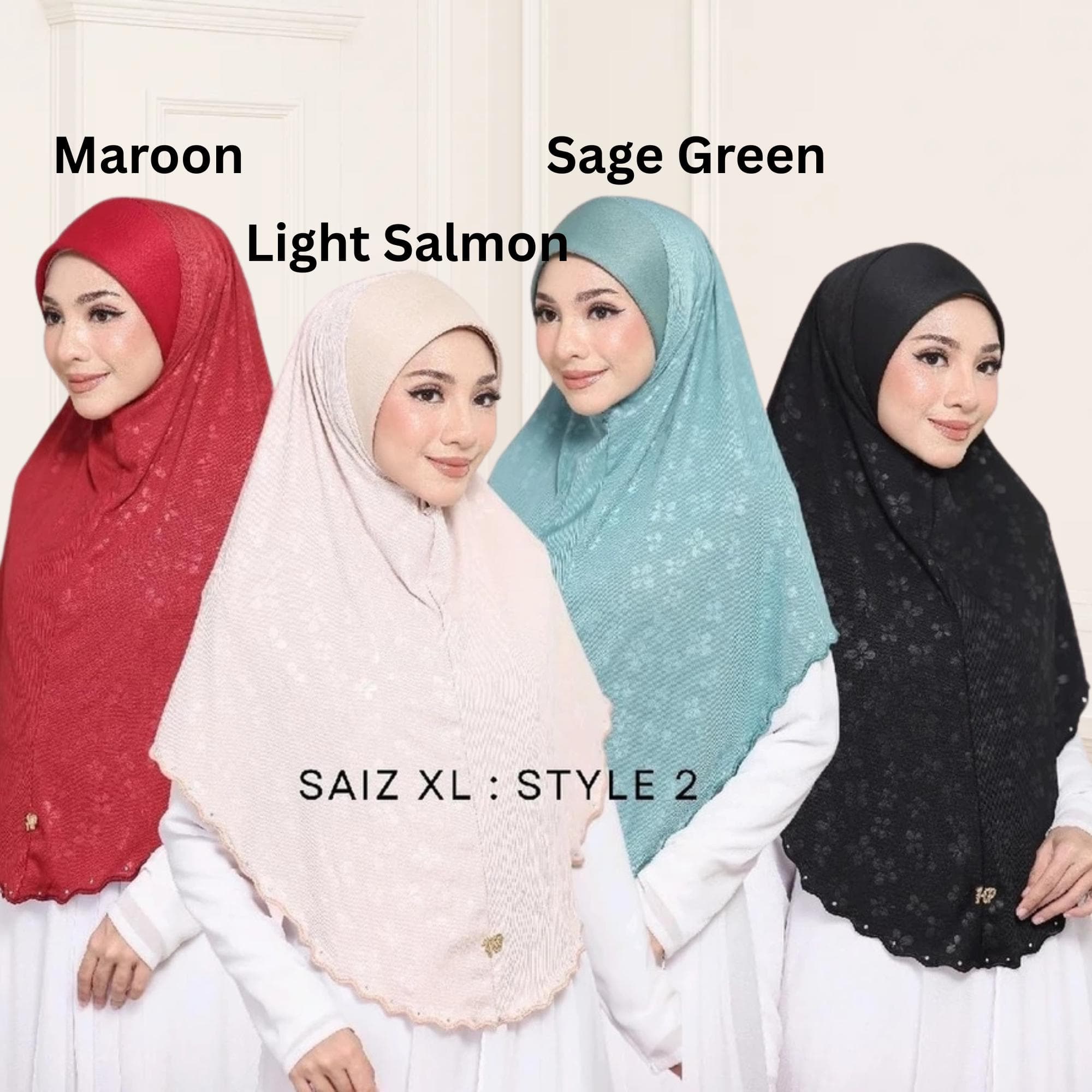 Embroidered Patterned Embossed Hijab | Instant Hijab Muslimah | Slip on Instant Hijab | 18 Color Options - image 5