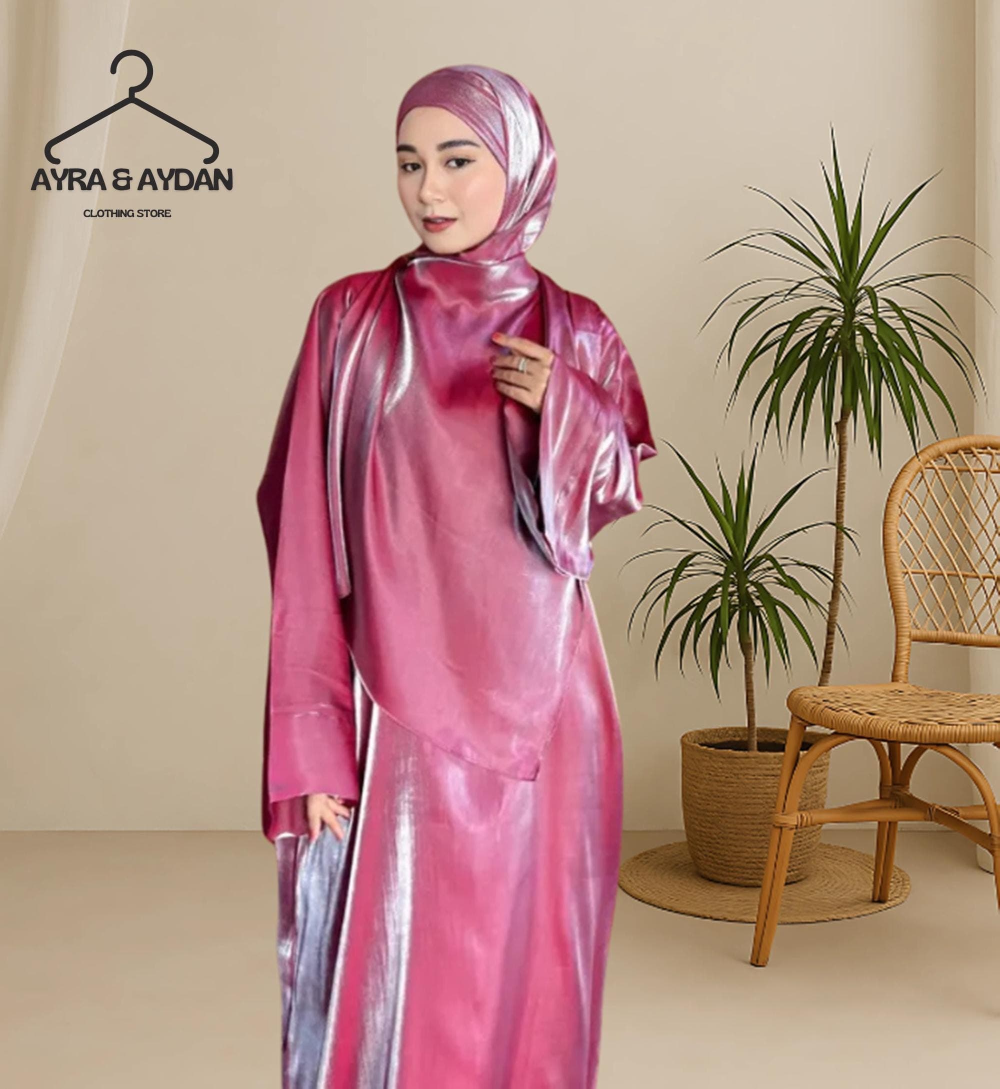 Stylish Plus Size Shimmer Silk Satin Abaya Maxi Caftan Dress with Kimono Sleeves -Modest & Stylish-Free Shawl - image 4