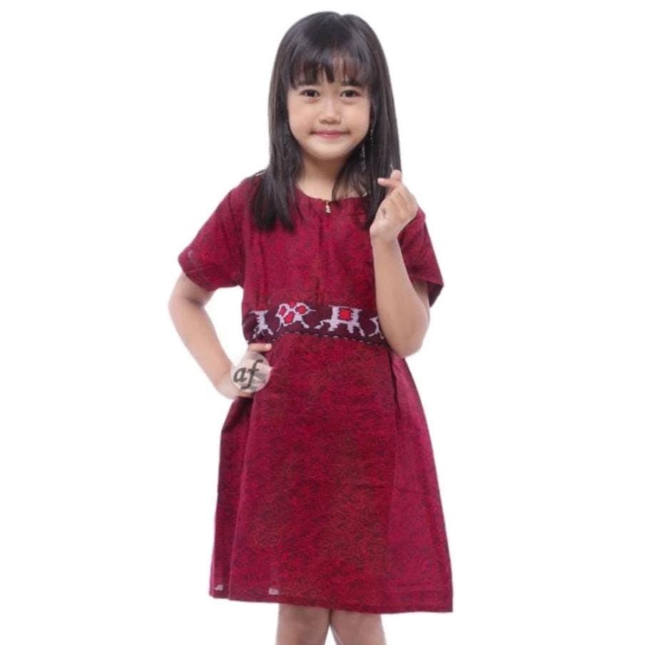 Girls Batik Dress, Kids Floral Print Dress, Indonesian Ethnic Pattern Dress for Girls, Short Sleeve Summer Boho Dress, Sizes 2-10 Years - image 5