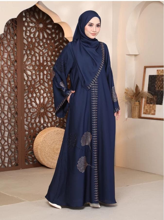 Luxury Eid Abaya Dress for Women β Nidha Kaftan, Breastfeeding Friendly V Neck, DMC Crystal Embellished Modest Muslim Ramadan Outfit - image 3