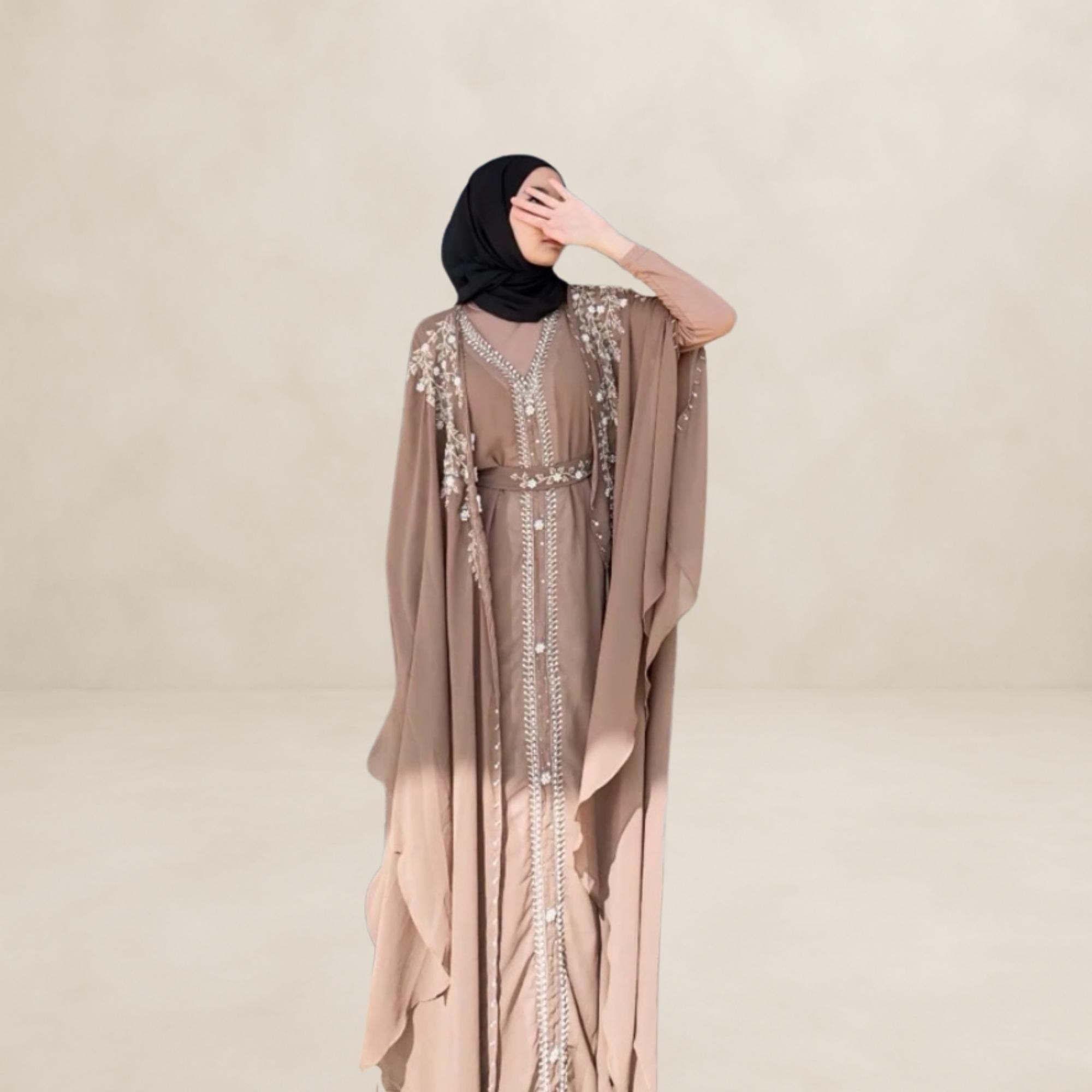 3 in 1 Exclusive Evening Abaya Caftan | Eid & Ramadan Abaya | Wedding and Dubai Style | Muslimah Islamic Clothing - image 4
