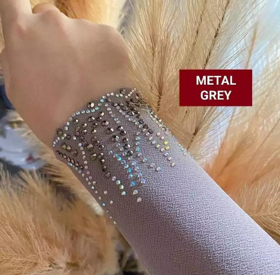 Rhinestone Cuff Handsocks | Embellished Arm Sleeves for Women | Crystal Modest Fashion | Bridal Nikah Sleeves | 20+ Colors Available - image 4