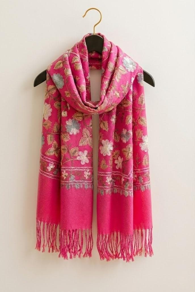 Embroidered Winter Scarf : Luxury Handmade Cashmere Pashmina Blend Shawl - image 5