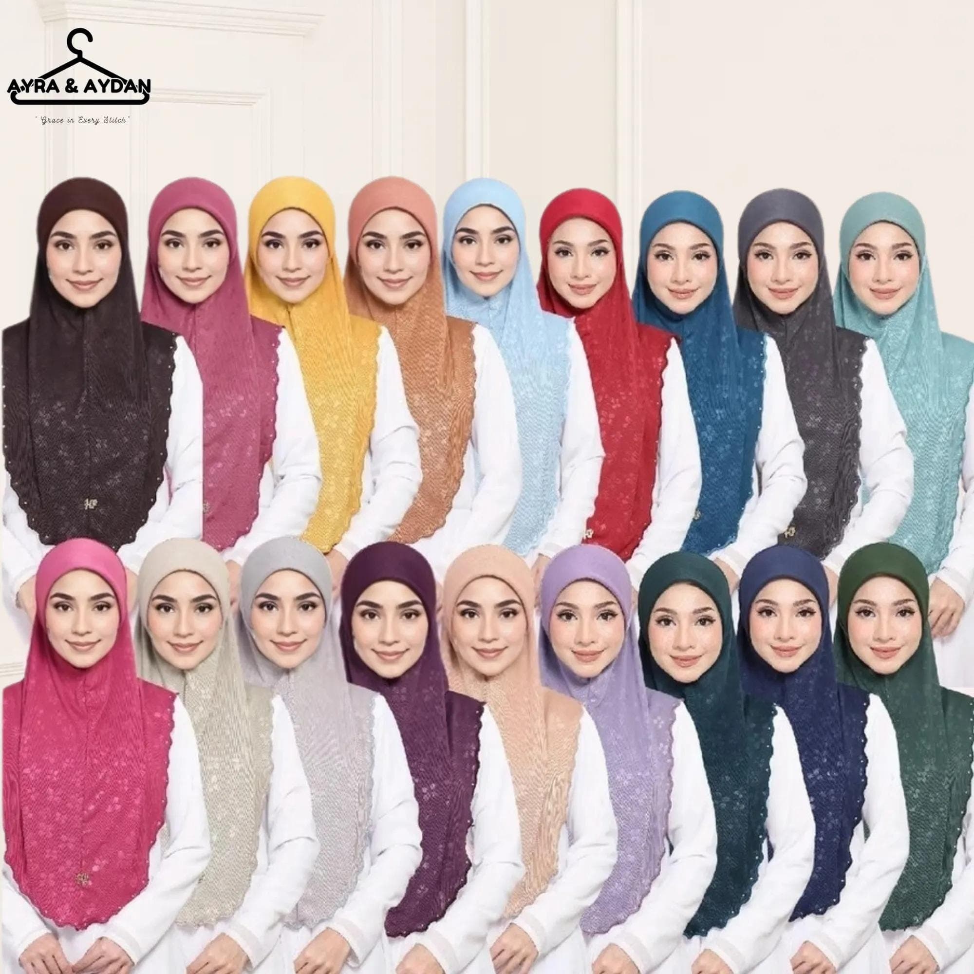 Embroidered Patterned Embossed Hijab | Instant Hijab Muslimah | Slip on Instant Hijab | 18 Color Options - image 3