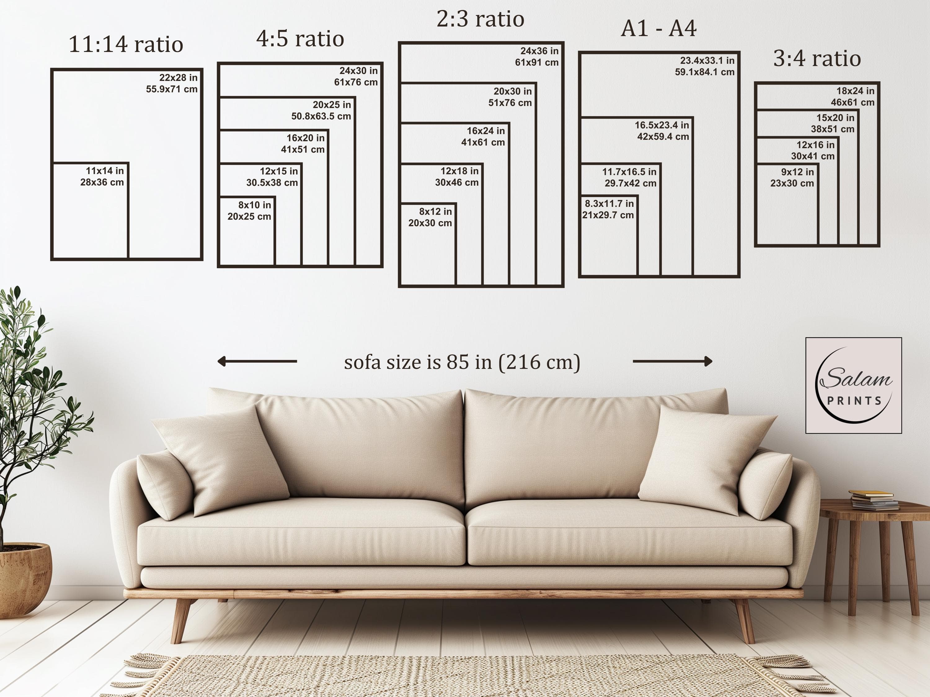 size chart in living room