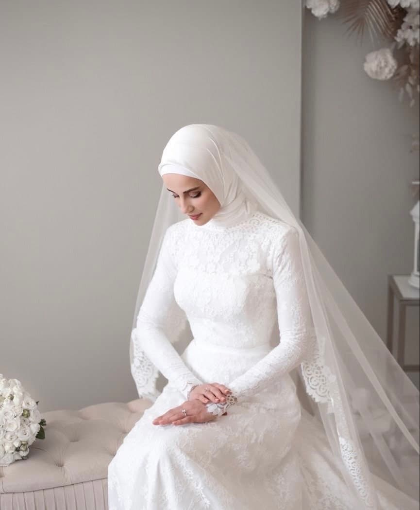 Bridal Large Lycra Jersey Shawl Hijab Turban, Ivory Hijab Bridal Scarf, White Bridal Scarf For Muslim, Modest Islamic Bridal Lcyra Scarf - image 4