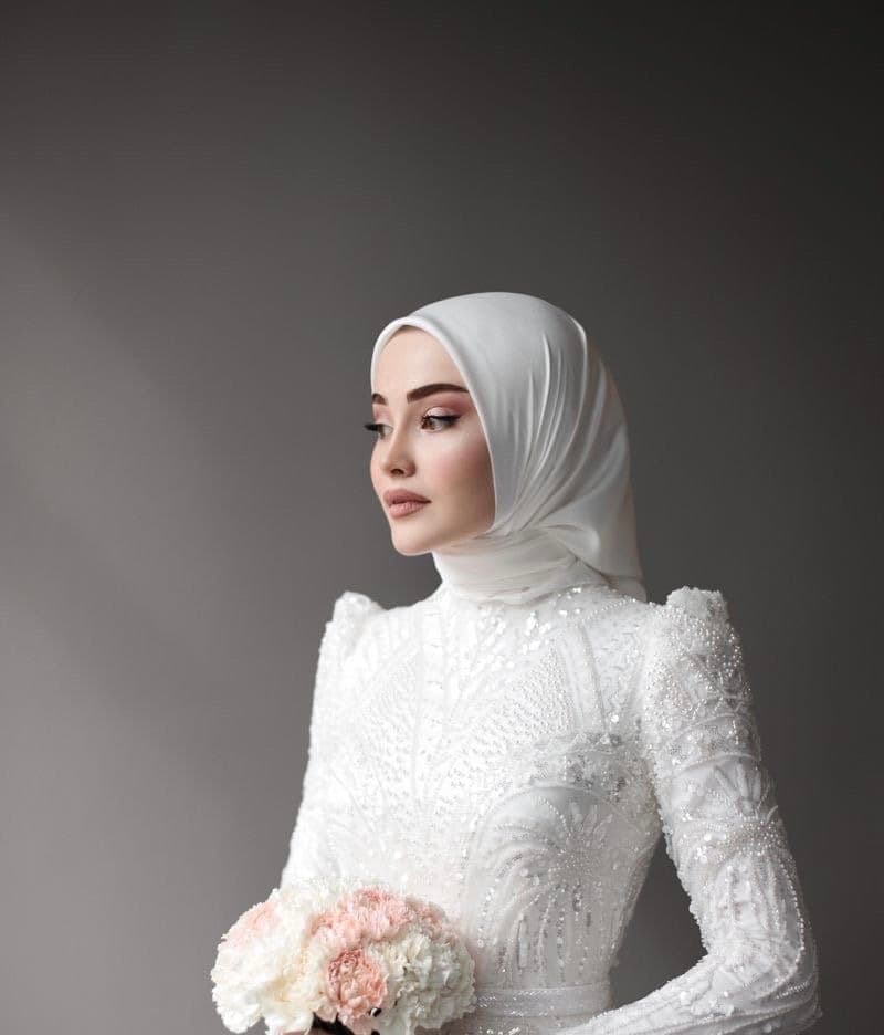 Bridal Large Lycra Jersey Shawl Hijab Turban, Ivory Hijab Bridal Scarf, White Bridal Scarf For Muslim, Modest Islamic Bridal Lcyra Scarf - image 3