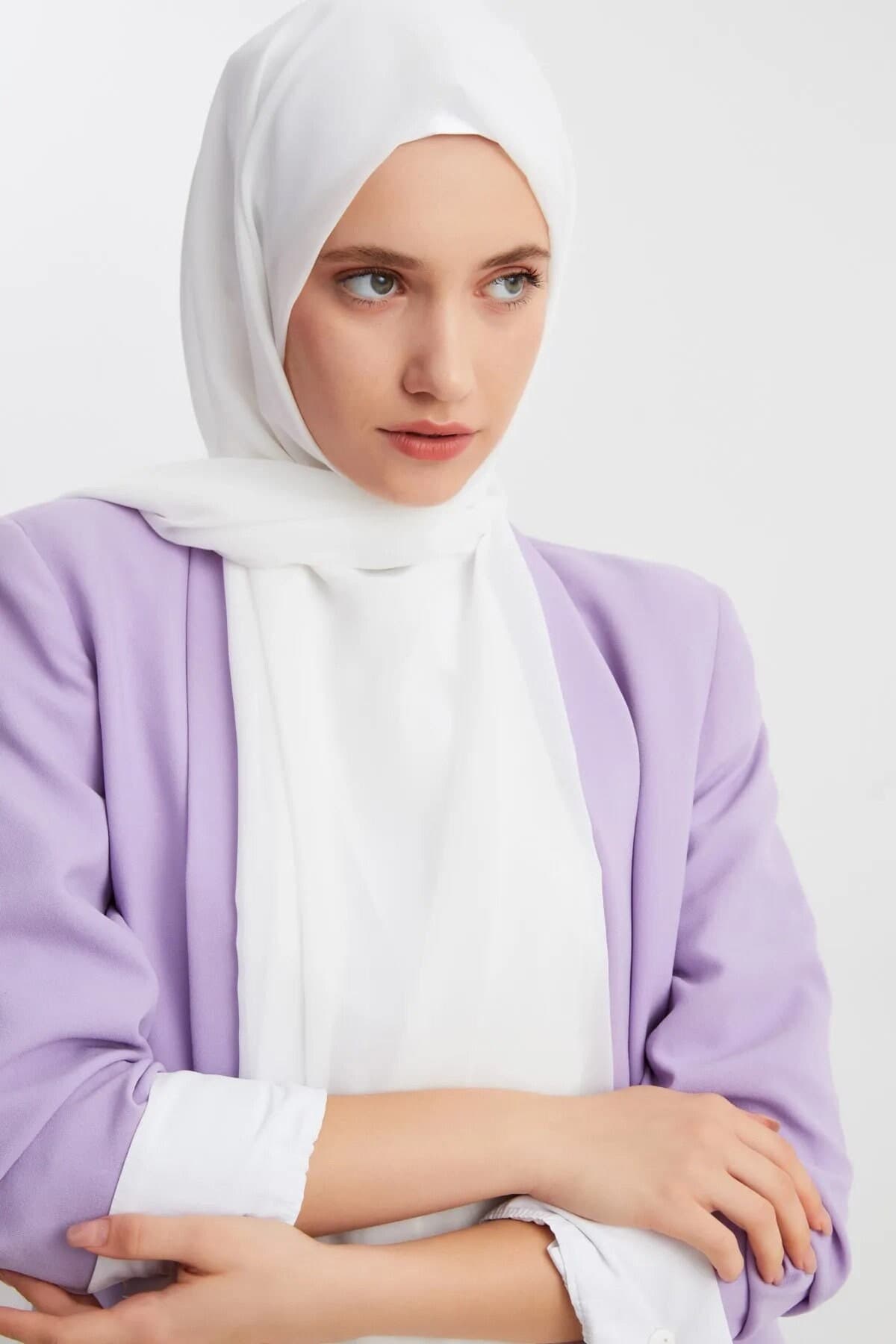 White Chiffon Bridal Hijab: Silky Soft Muslim Wedding Scarf - image 4