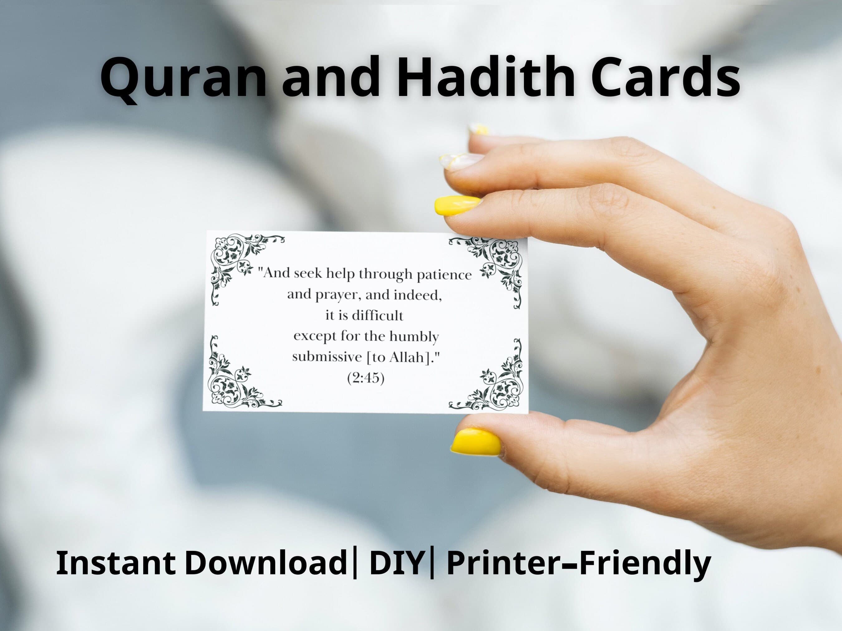 Quran & Hadith Quotes: Islamic Inspiration Cards (Digital Download)