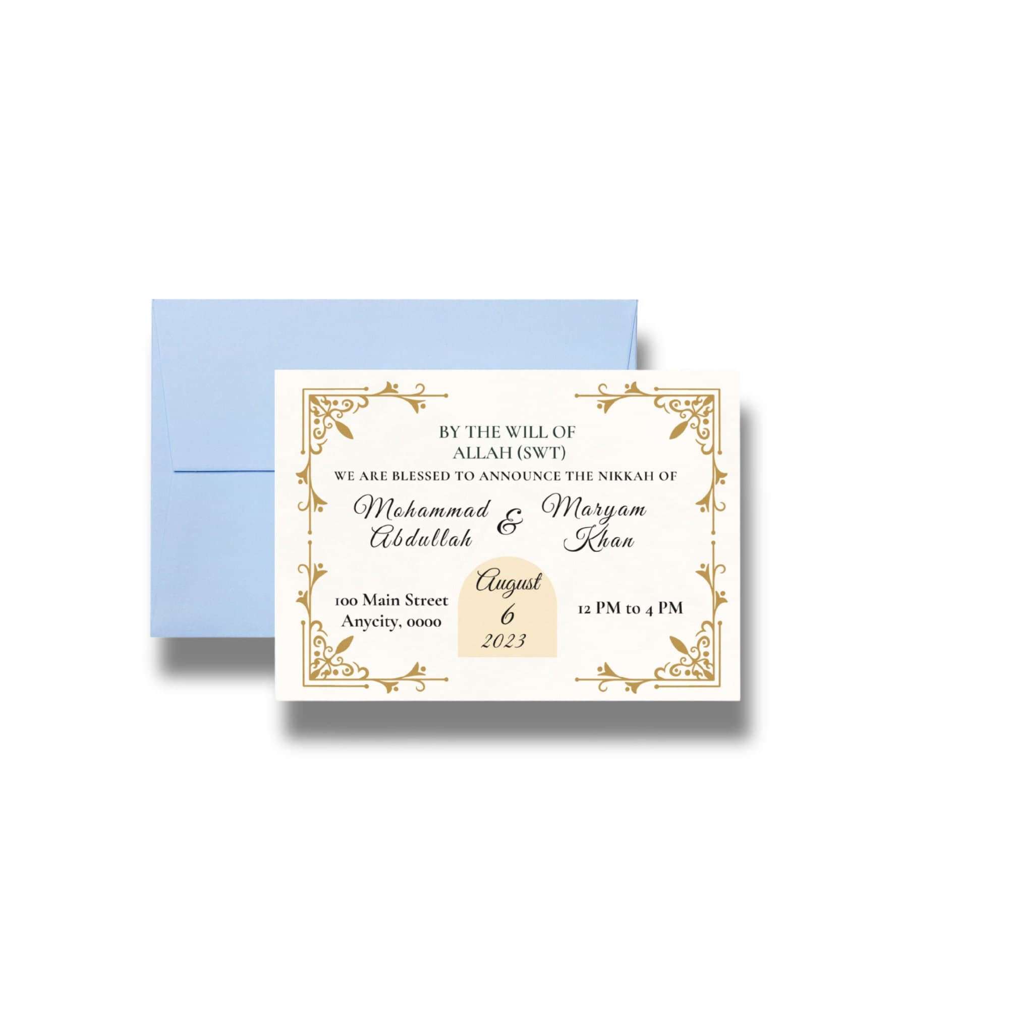 Elegant Nikkah Invitation Template: Customizable Muslim Wedding - image 5