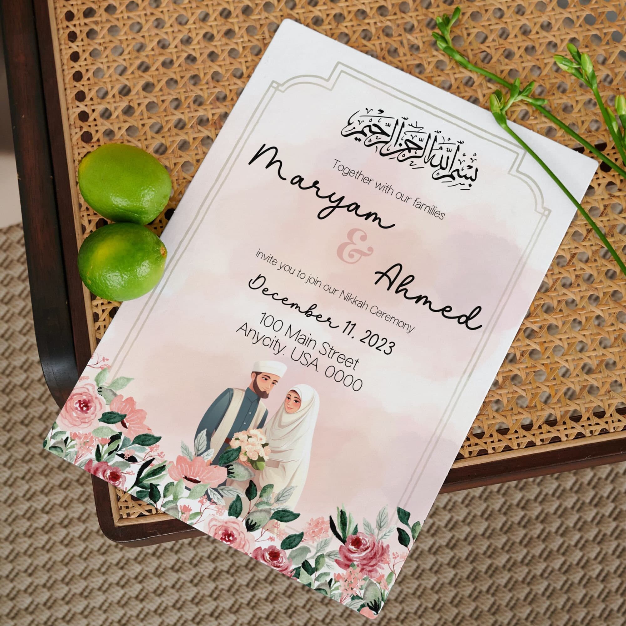 Editable Nikkah Invitation Template: Muslim Wedding, Mehndi (Digital Download)