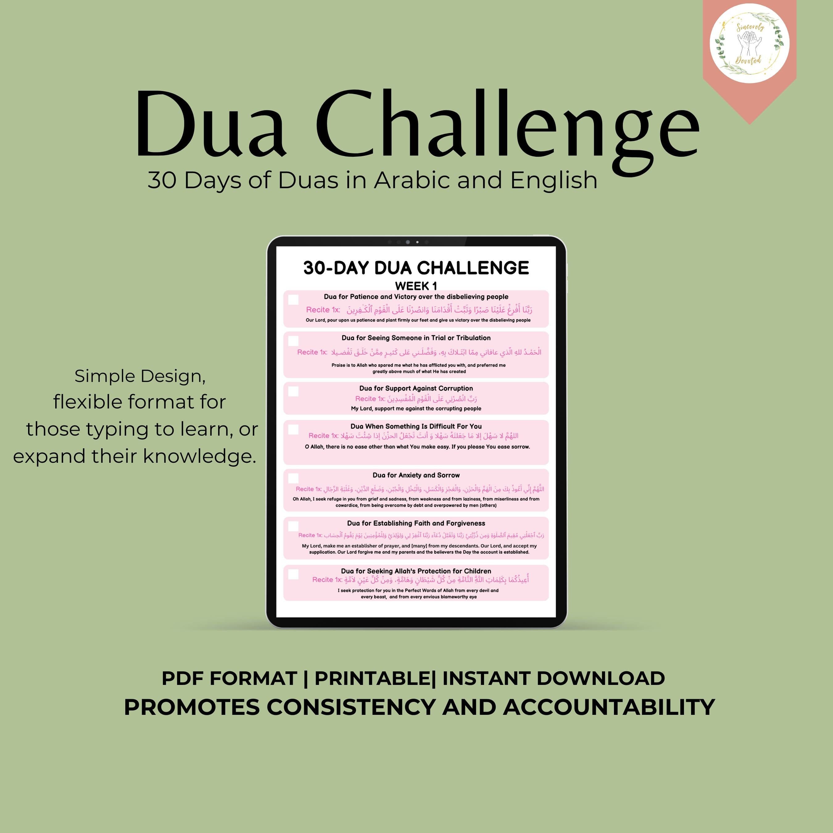 30-Day Dua & Quran Challenge: Daily Muslim Prayer (Printable)