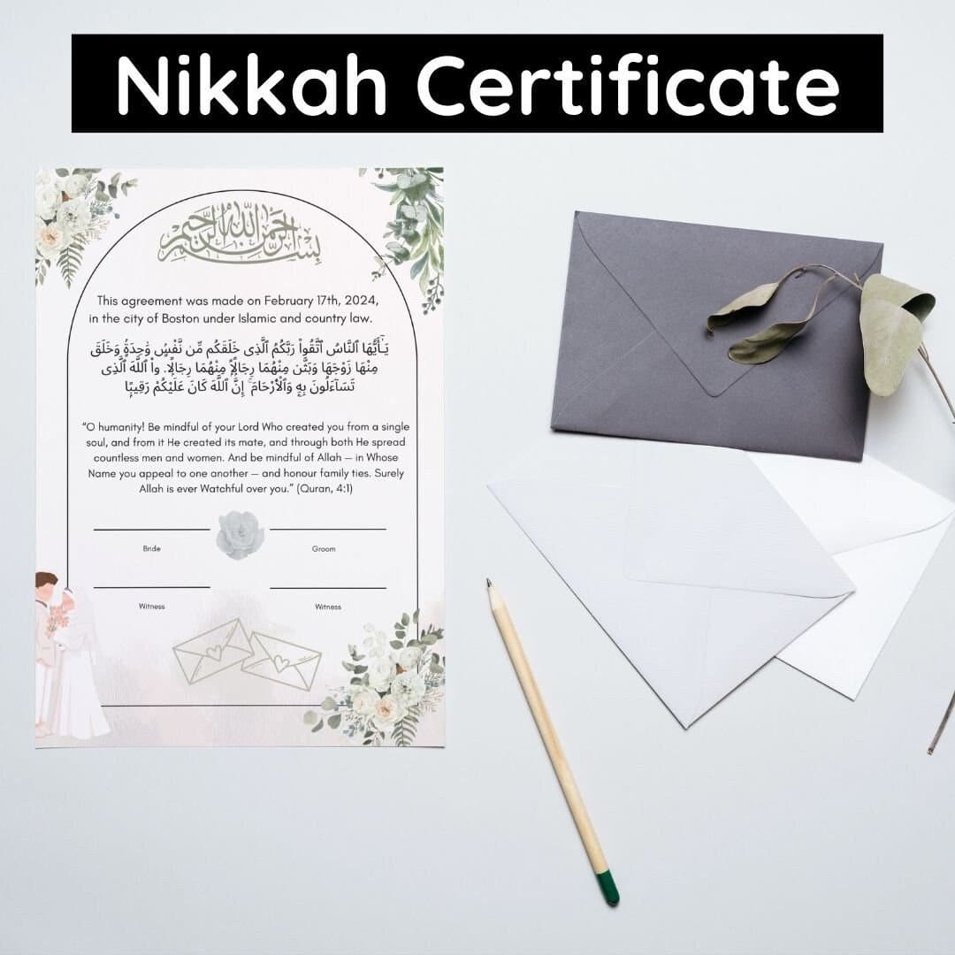 Editable Nikkah Certificate: Islamic Wedding Contract (Digital Design)