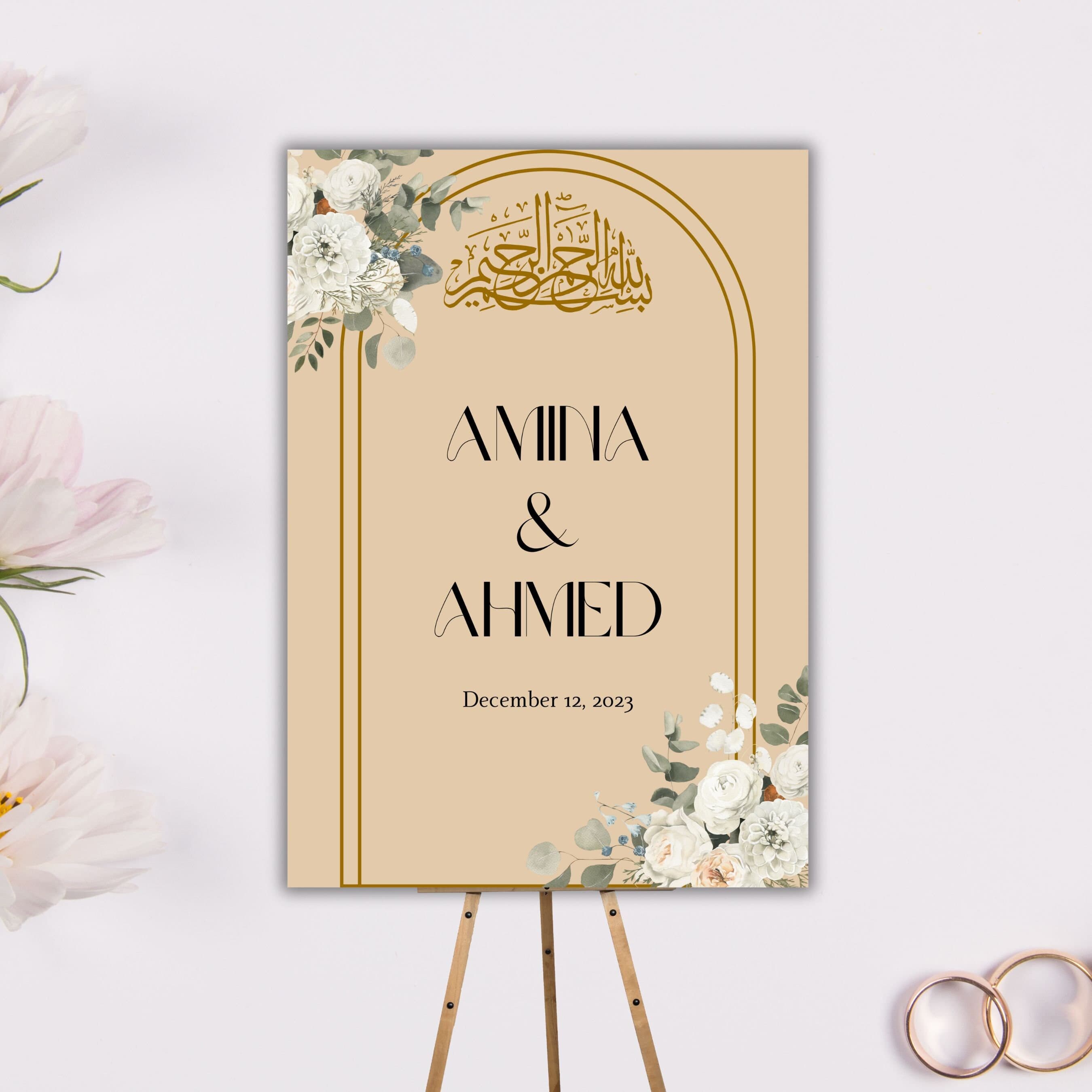 Custom Arabic Calligraphy Nikkah Wedding Welcome Sign