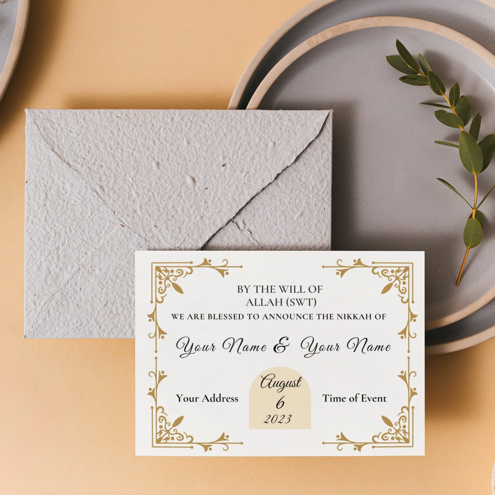 Elegant Nikkah Invitation Template: Customizable Muslim Wedding - image 4