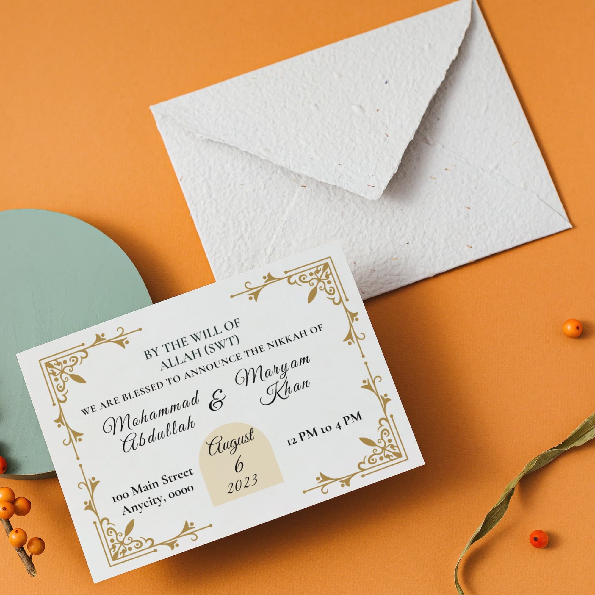 Elegant Nikkah Wedding Invitation: Customizable Template - image 5