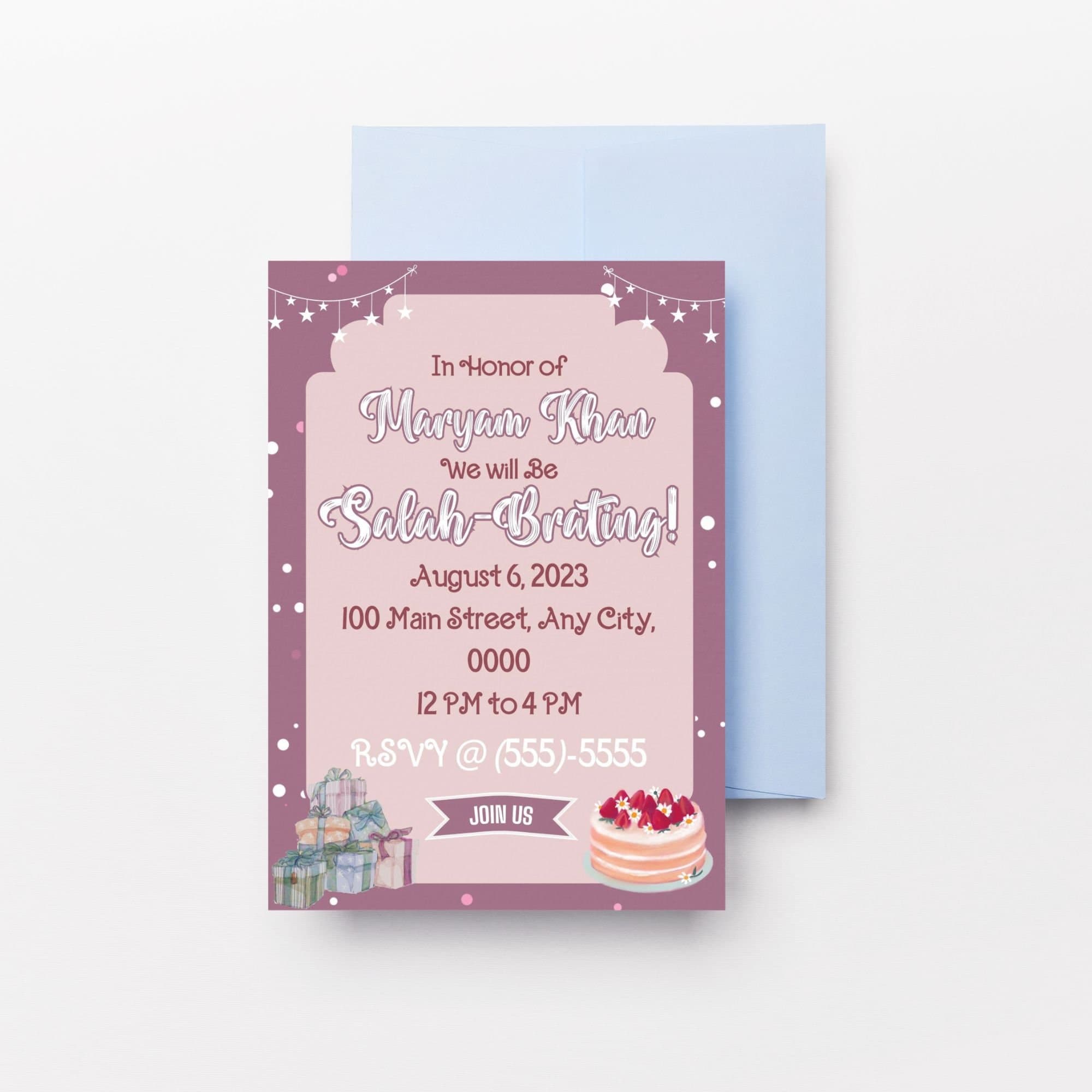 Salahbration Invitation: Islamic Prayer Party, Editable Template (Digital)