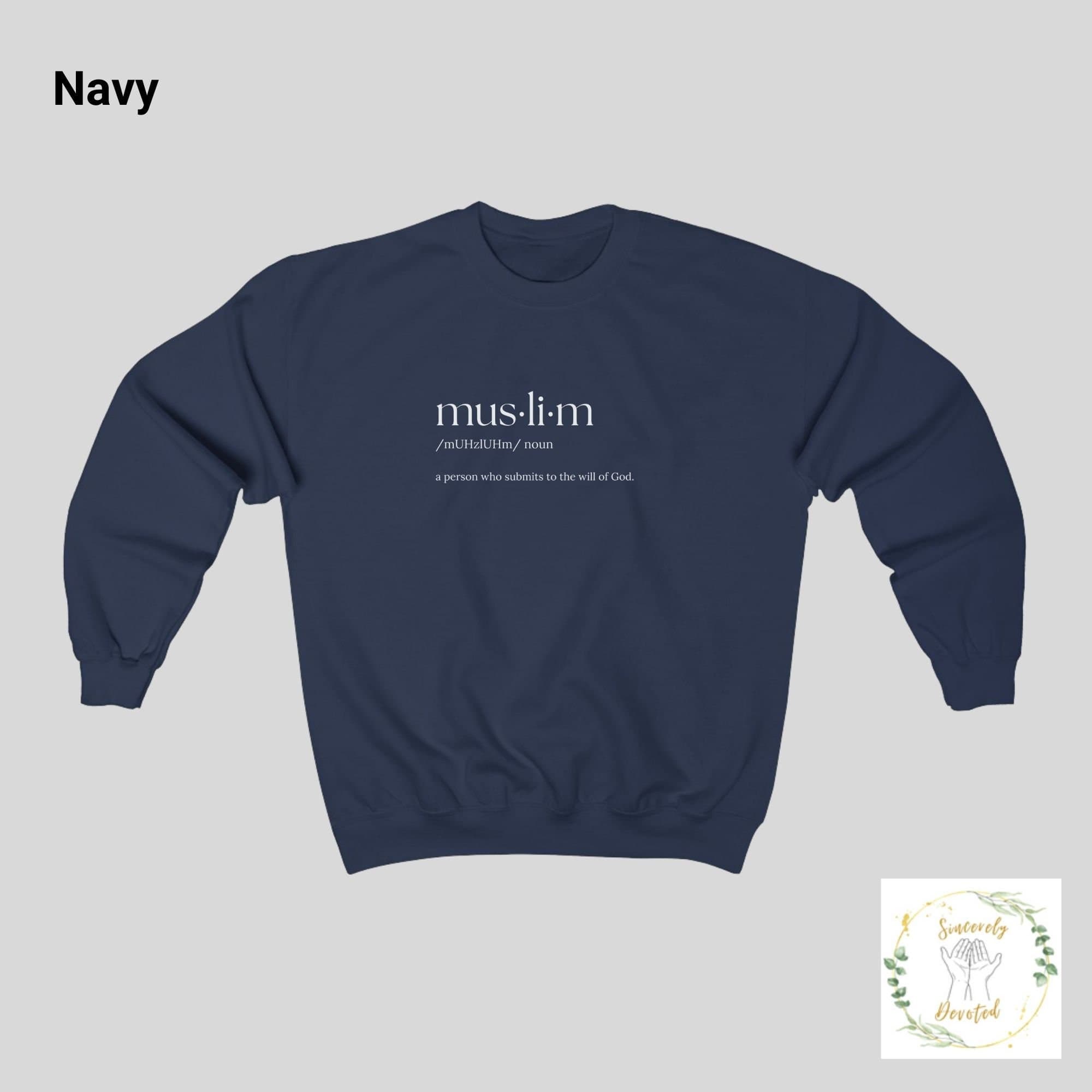 navy gift for muslim dad. with the words muslim on it. defined as one who submits to the will of God.