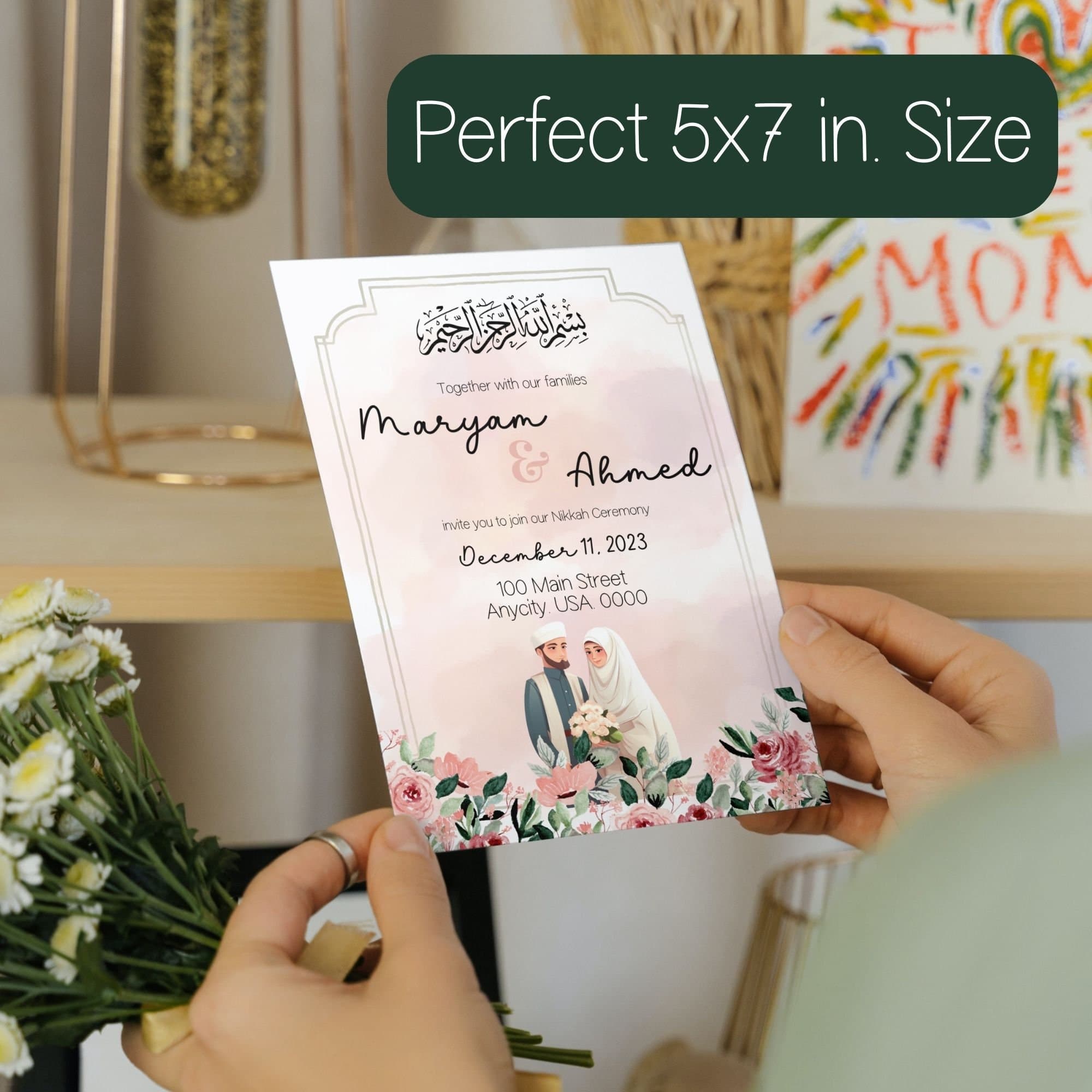 Editable Nikkah Invitation Template: Muslim Wedding, Mehndi (Digital Download) - image 4