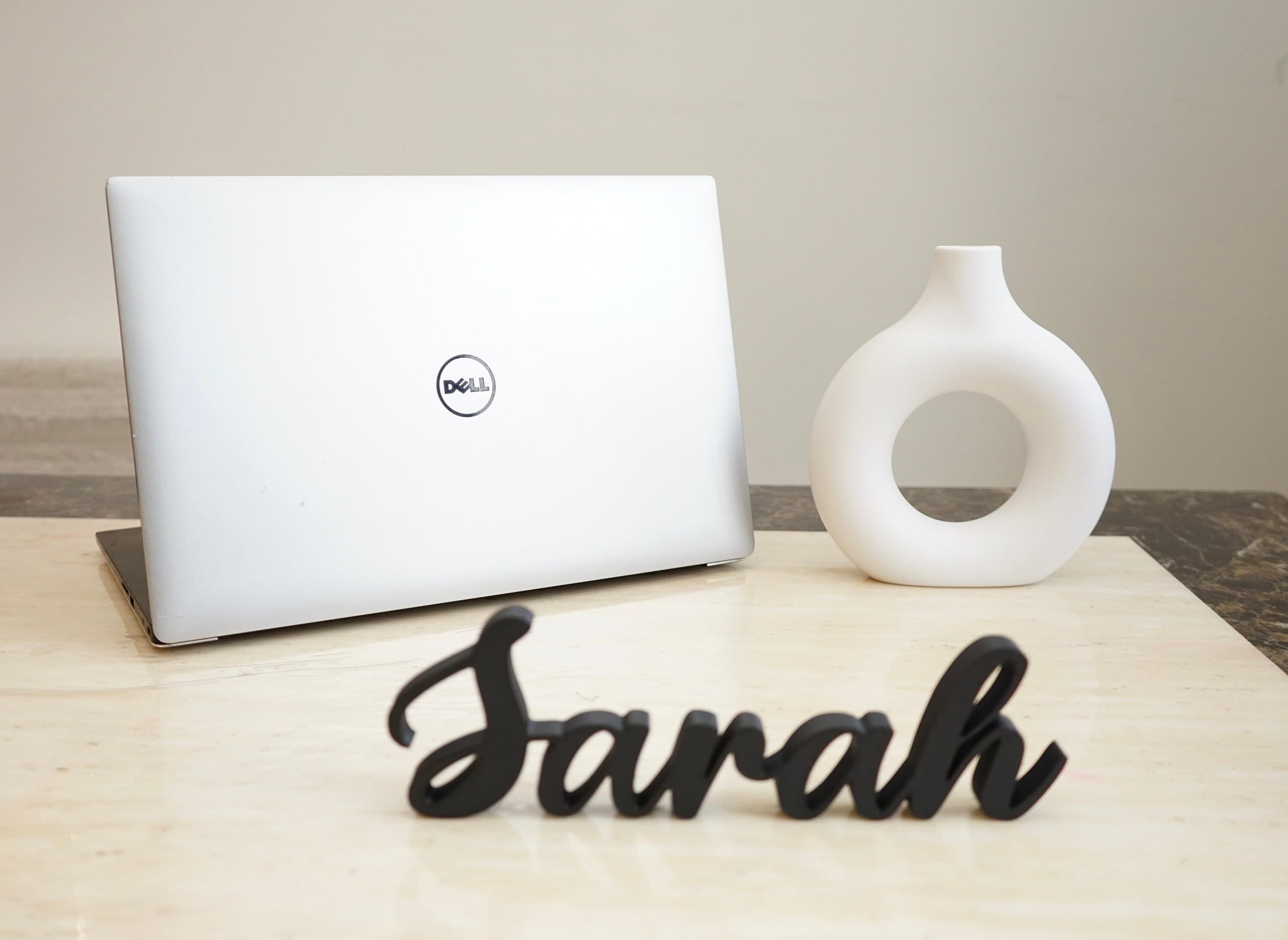 Sarah Desk Name Sign – 3D Printed Black Nameplate