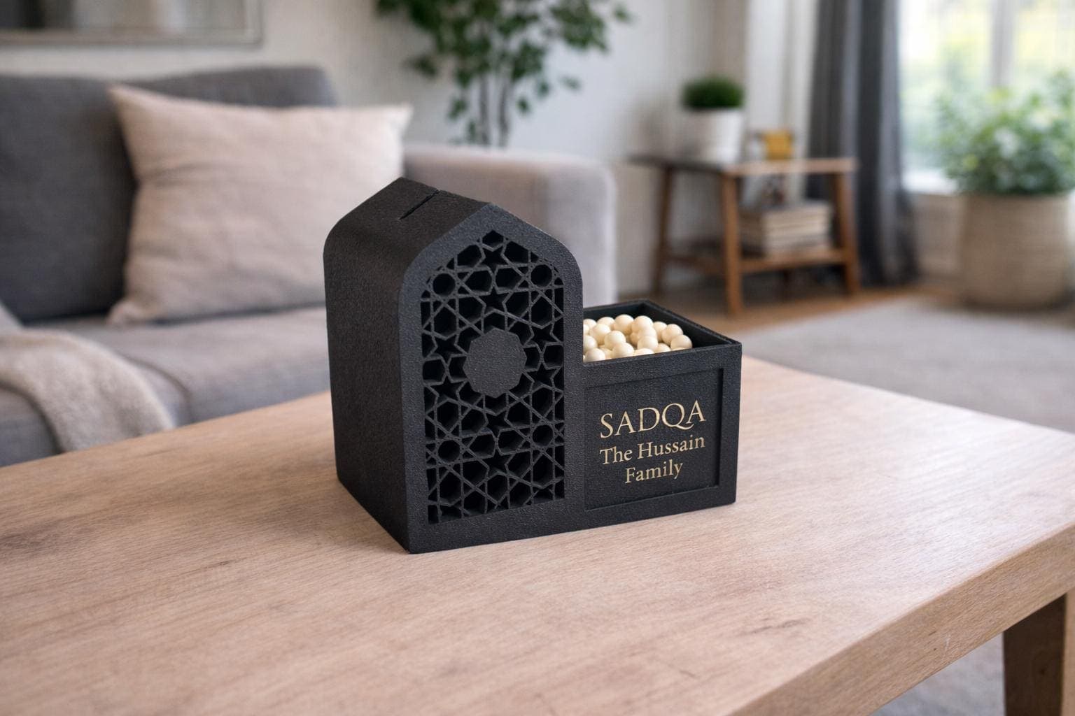 Sadqa & Tasbeeh Box | Islamic Charity Donation Box | Personalised Family Sadaqah Box | Ramadan and Eid Gift | Home Islamic Decor