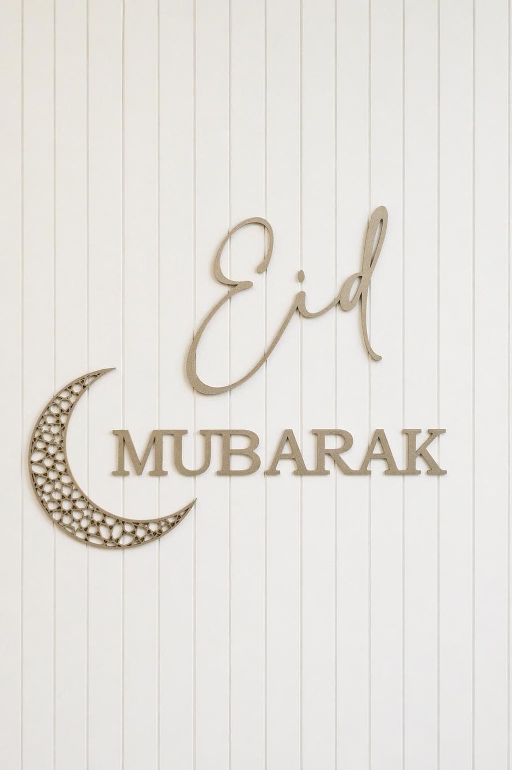 Eid Mubarak Wall Art – Crescent Moon Islamic Home Décor | Ramadan Decoration | Available in Gold, Black, White & Metallic Taupe - image 5
