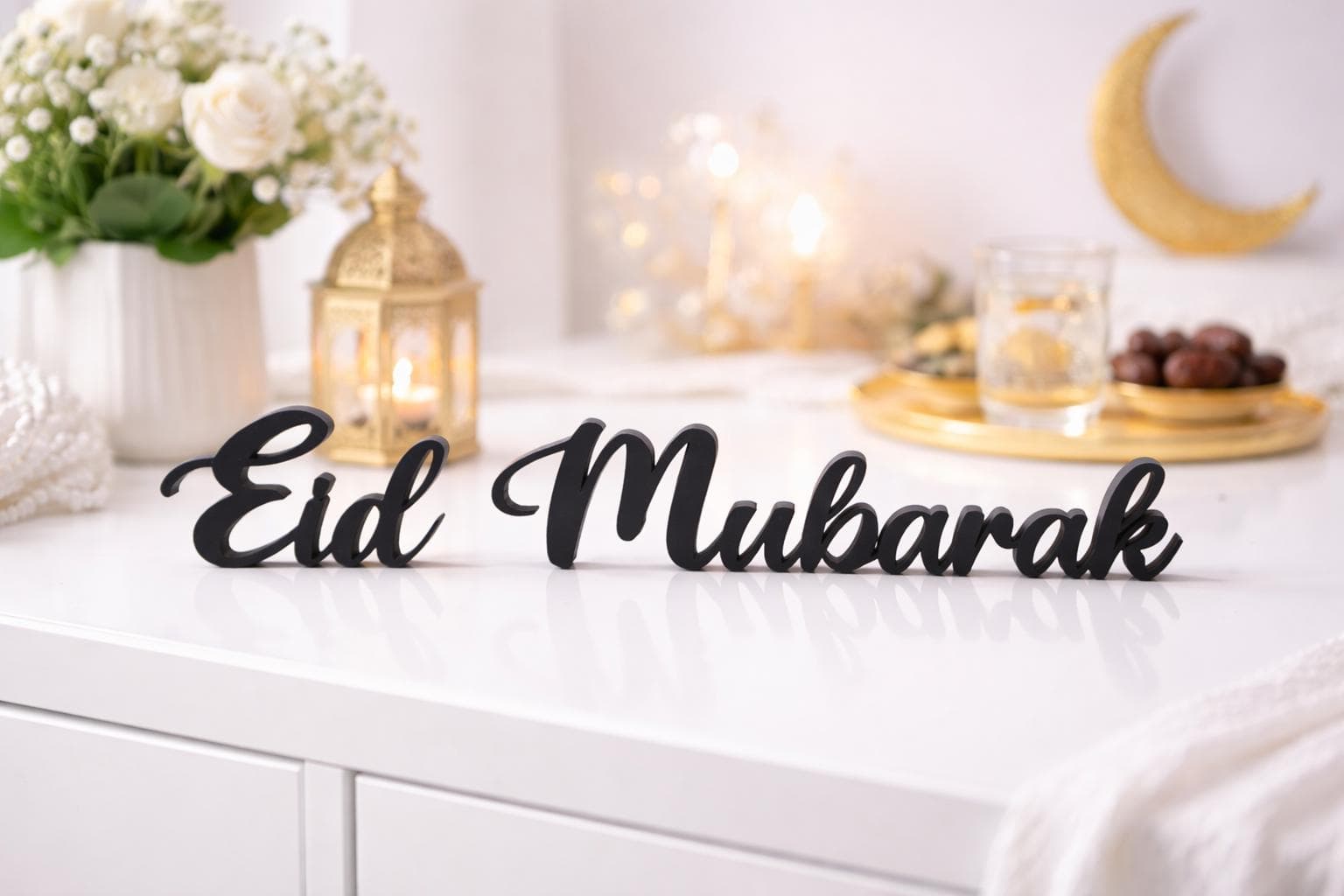 Eid Mubarak Table Decor | Islamic Eid Centerpiece | Muslim Home Decoration | Optional Ramadan Sign