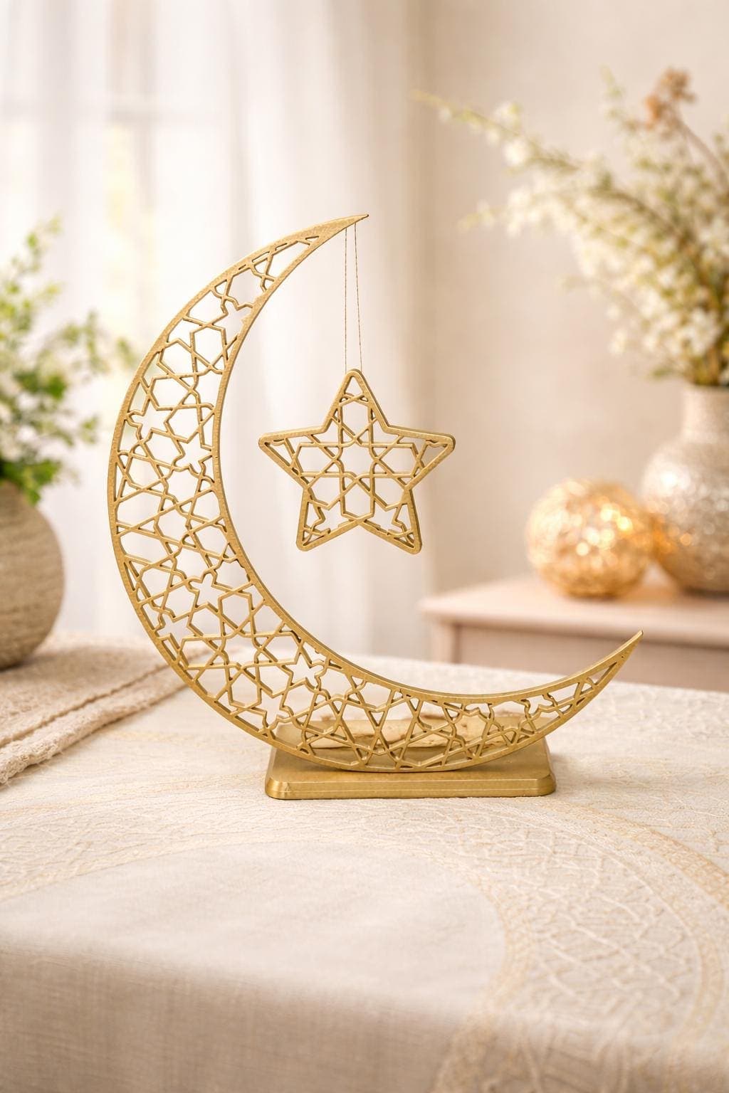 Ramadan Table Decor Crescent Moon | Islamic Home Decoration | Eid & Ramadan Decor | Muslim Gift