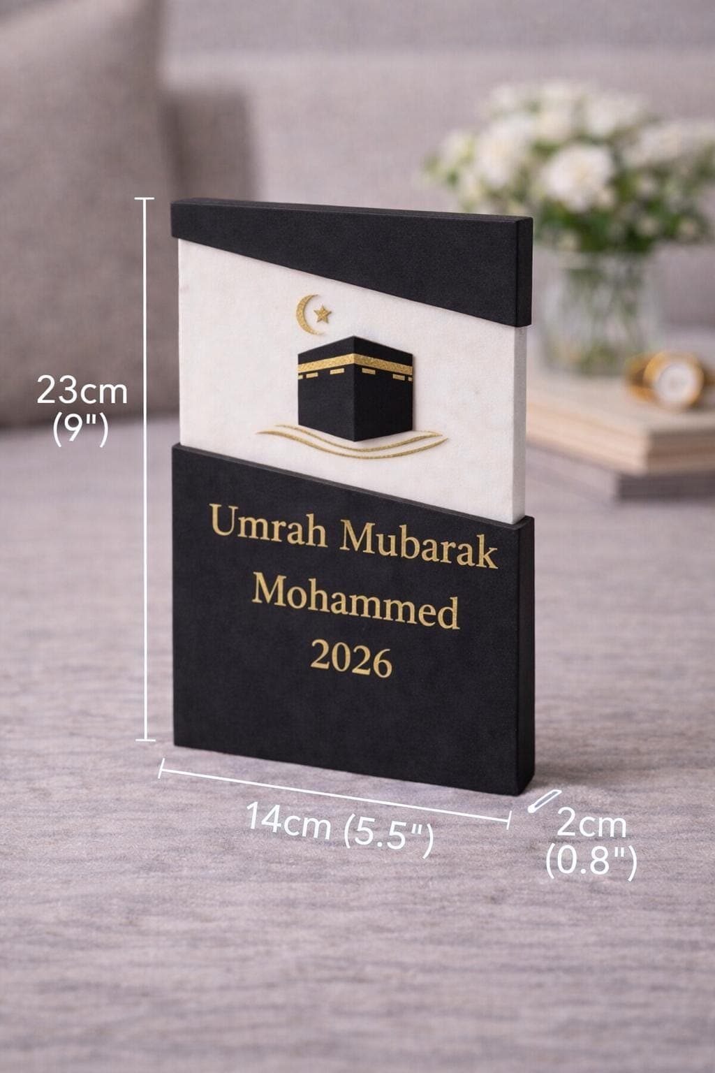 Personalized Hajj or Umrah Mubarak Gift | Custom Islamic Plaque with Name & Year | Kaaba Keepsake | Muslim Gift - image 3