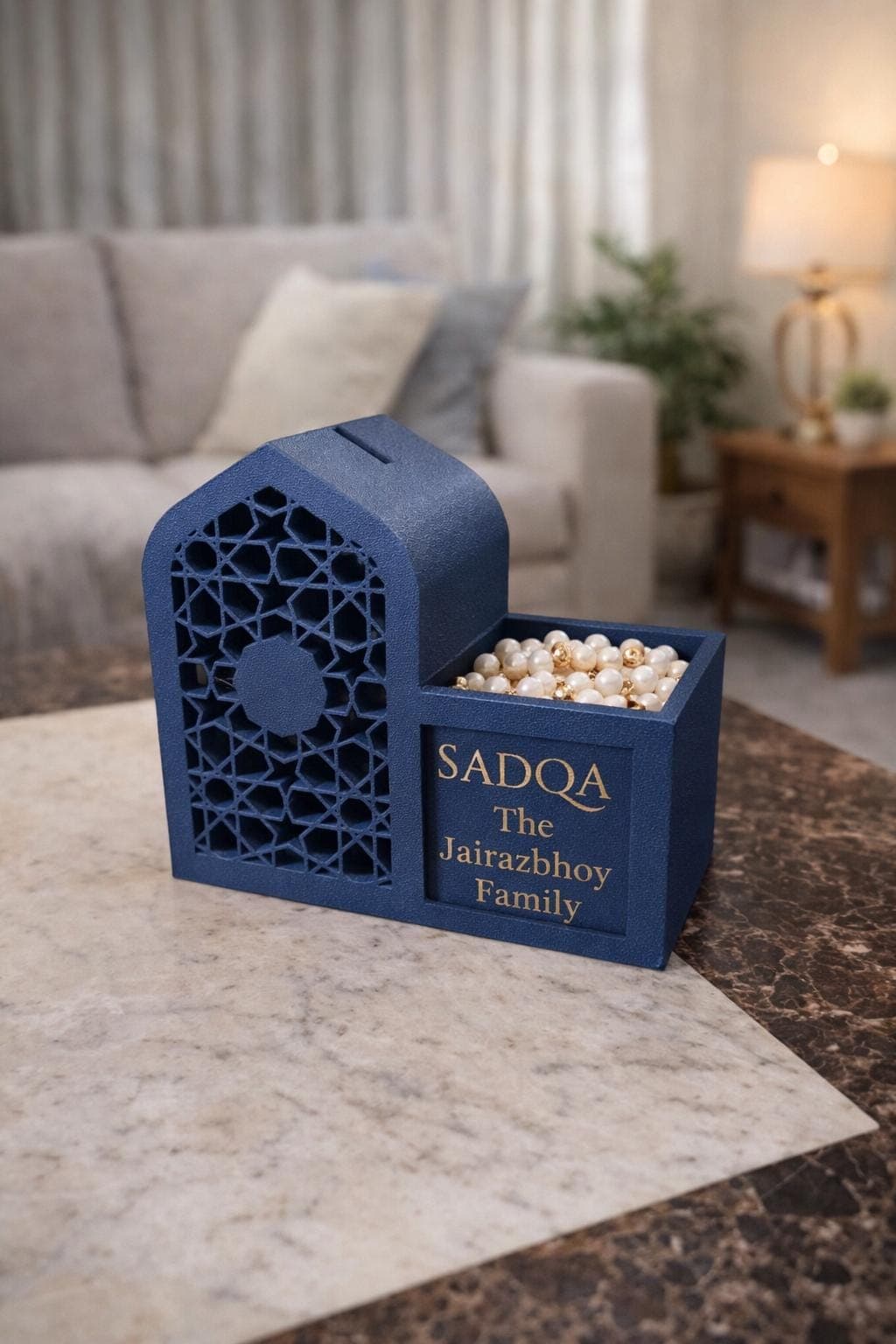 Sadqa & Tasbeeh Box | Islamic Charity Donation Box | Personalised Family Sadaqah Box | Ramadan and Eid Gift | Home Islamic Decor
