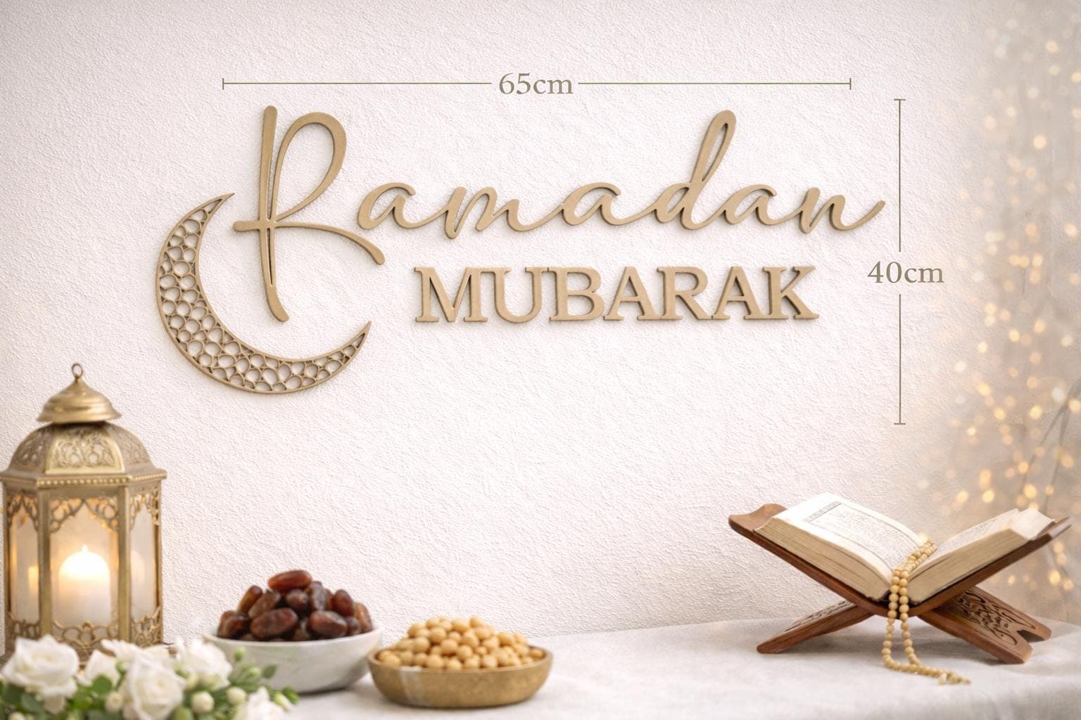 Ramadan Mubarak Wall Sign – 3D Islamic Wall Decor for Ramadan Home