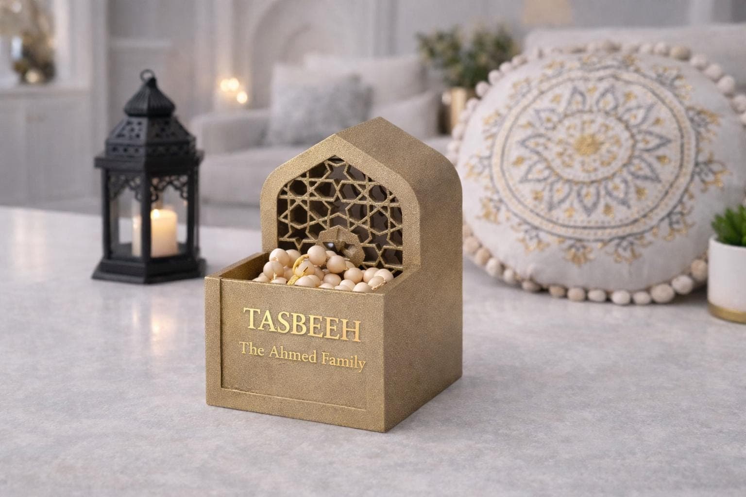 Personalised Tasbeeh Holder | Islamic Prayer Beads Storage Box | Modern Muslim Home Decor | Ramadan & Eid Gift - image 4