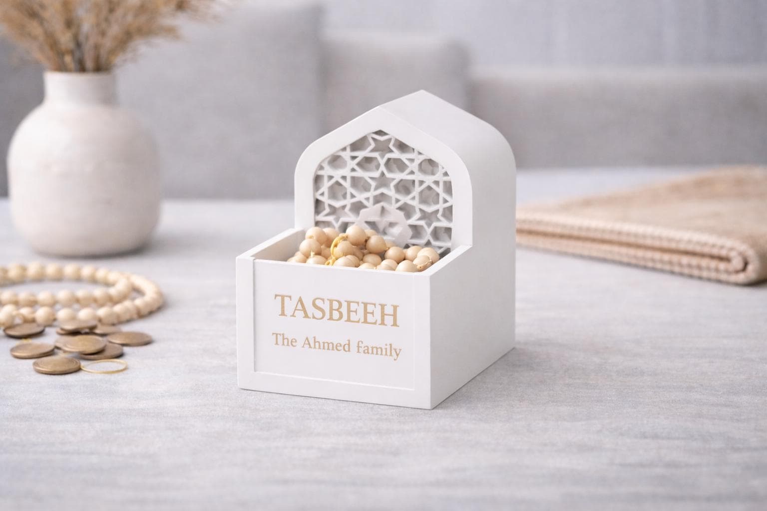 Personalised Tasbeeh Holder | Islamic Prayer Beads Storage Box | Modern Muslim Home Decor | Ramadan & Eid Gift - image 3