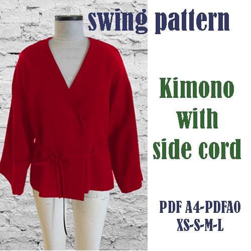 PDF Sewing Pattern | Kimono Wrap Top | Easy Beginner Sewing Pattern | Instant Download"/sizes XS-S-M-L/women top sewing pattern/