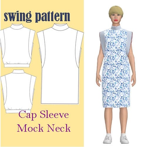 Cap Sleeve Mock Neck Top& dress Digital PDF Sewing Pattern /US Size XS-L / summer dress /Instant Download with 4 Printable Sizes