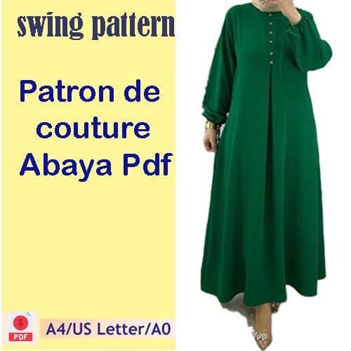 Patron de couture Abaya Pdf  A4-A0| Robe Aline | Modèles de vêtements nationaux arabes/ Niqab /tailles xs--xxl/mode musulmane, hijab,ramadan
