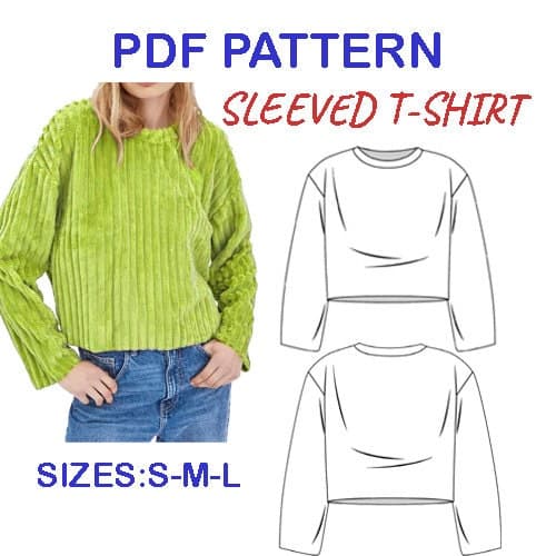 Sleeve sweater Autumn and winter digital pattern pdf sewing pattern with tutorial size // US Size S-M-L // Instant Download