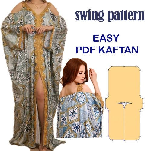 PDF swing pattern-KAFTAN Collection  Morocco/ women's lounge dress /Traditional/Download withPDF  Printable Sizes M standard