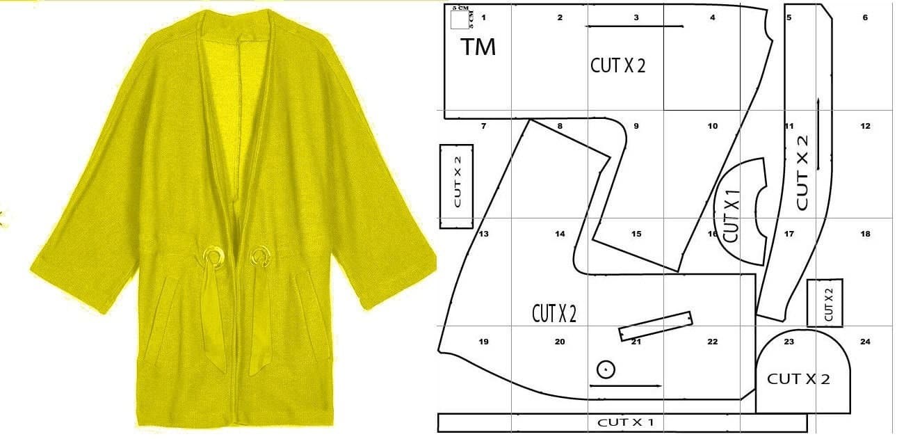 cardigan oversize jacket pattern with pdf tutorial size M