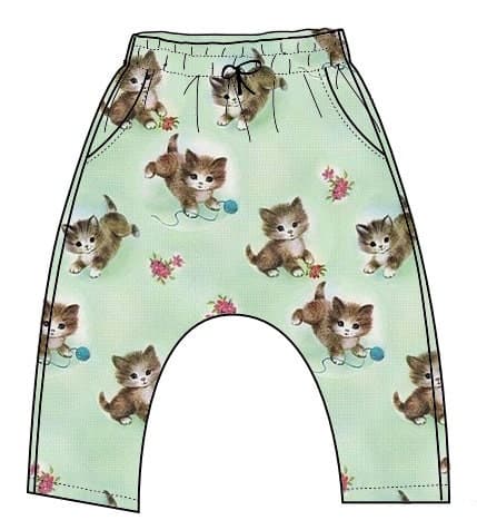 PDF baby GIRLS harem pants sewing pattern, these are cute and comfortable baggy pants//Pantalon sarouel // 7 sizes printable - image 5