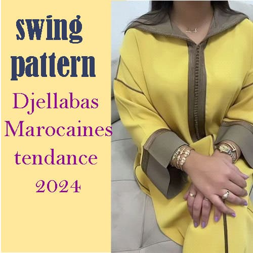 PDF swing pattern-Djellabas Collection 2024 Morocco  /two colors/Traditional/Download with 3 Printable Sizes s-m/l-xl/xxl