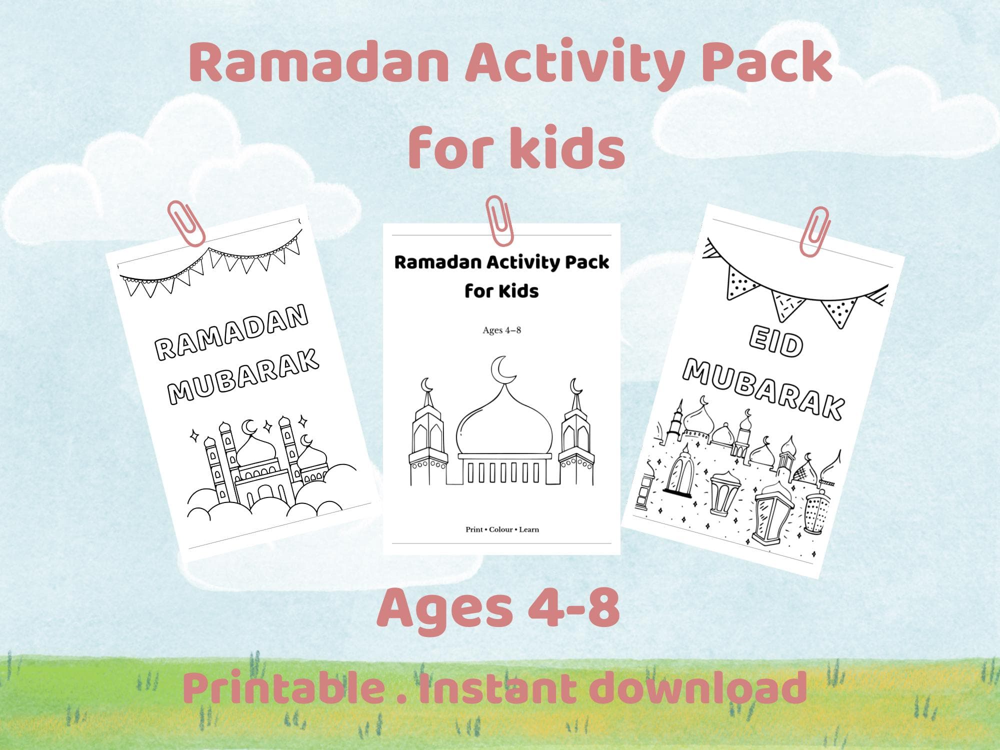 Ramadan Printable Activity Pack for Kids – Games & Coloring Pages (Ages 4-8) (Digital Download)