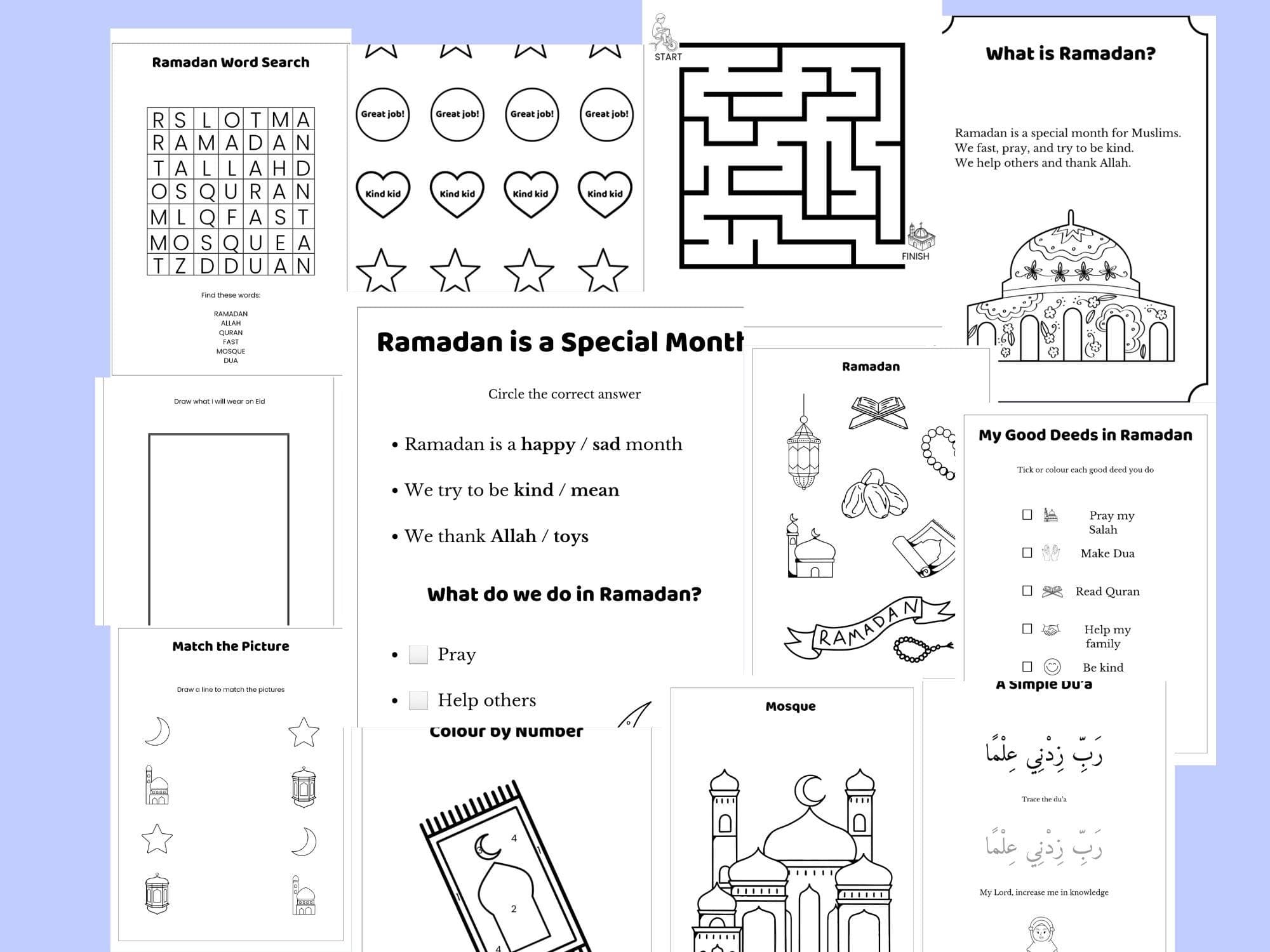 Ramadan Printable Activity Pack for Kids β Games & Coloring Pages (Ages 4-8) (Digital Download) - image 3