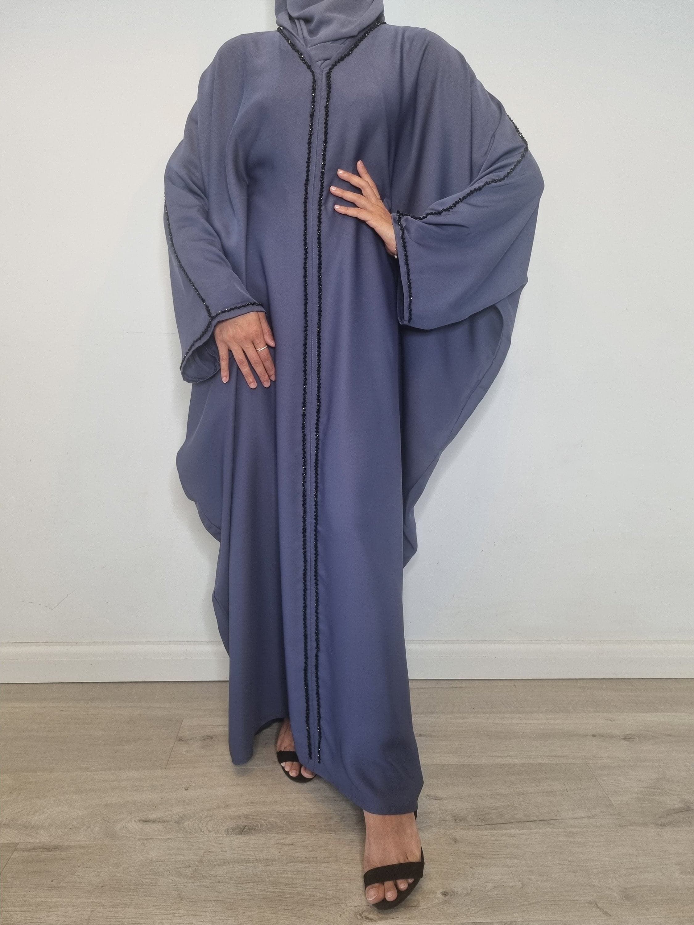 Elegant Jamila Butterfly Abaya Set with Inner Belt and Hijab Scarf | Handcrafted Modest Fashion for Eid, Party, and Wedding Occasions - image 5