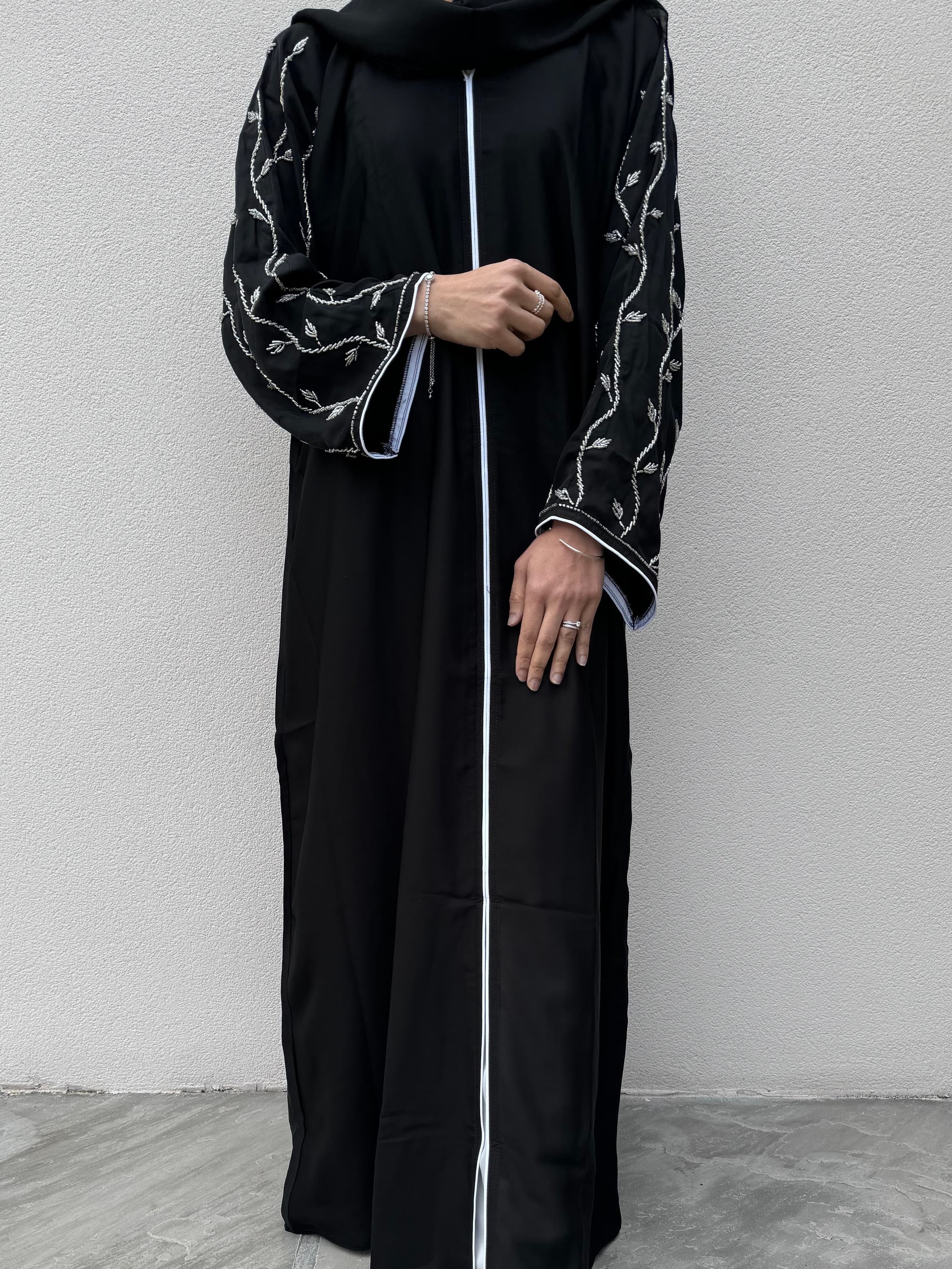 Rahma Handwork Closed Abaya with Scarf - image 3