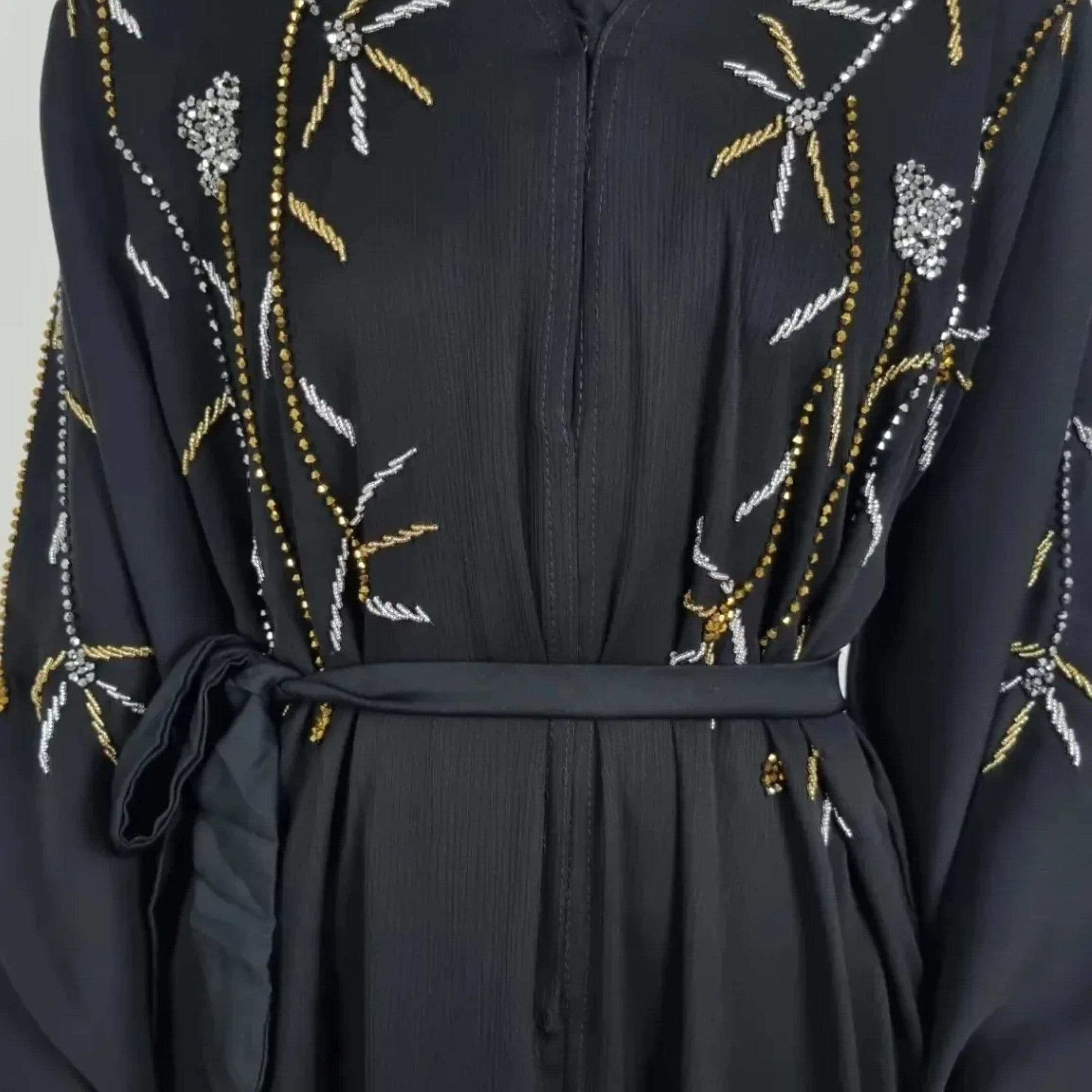 Luxury Handwork Abaya,Black abaya Dubai, abaya black,abaya set,party abaya, wedding abaya, islamic dress, muslim outfit, jilbub, satin abaya