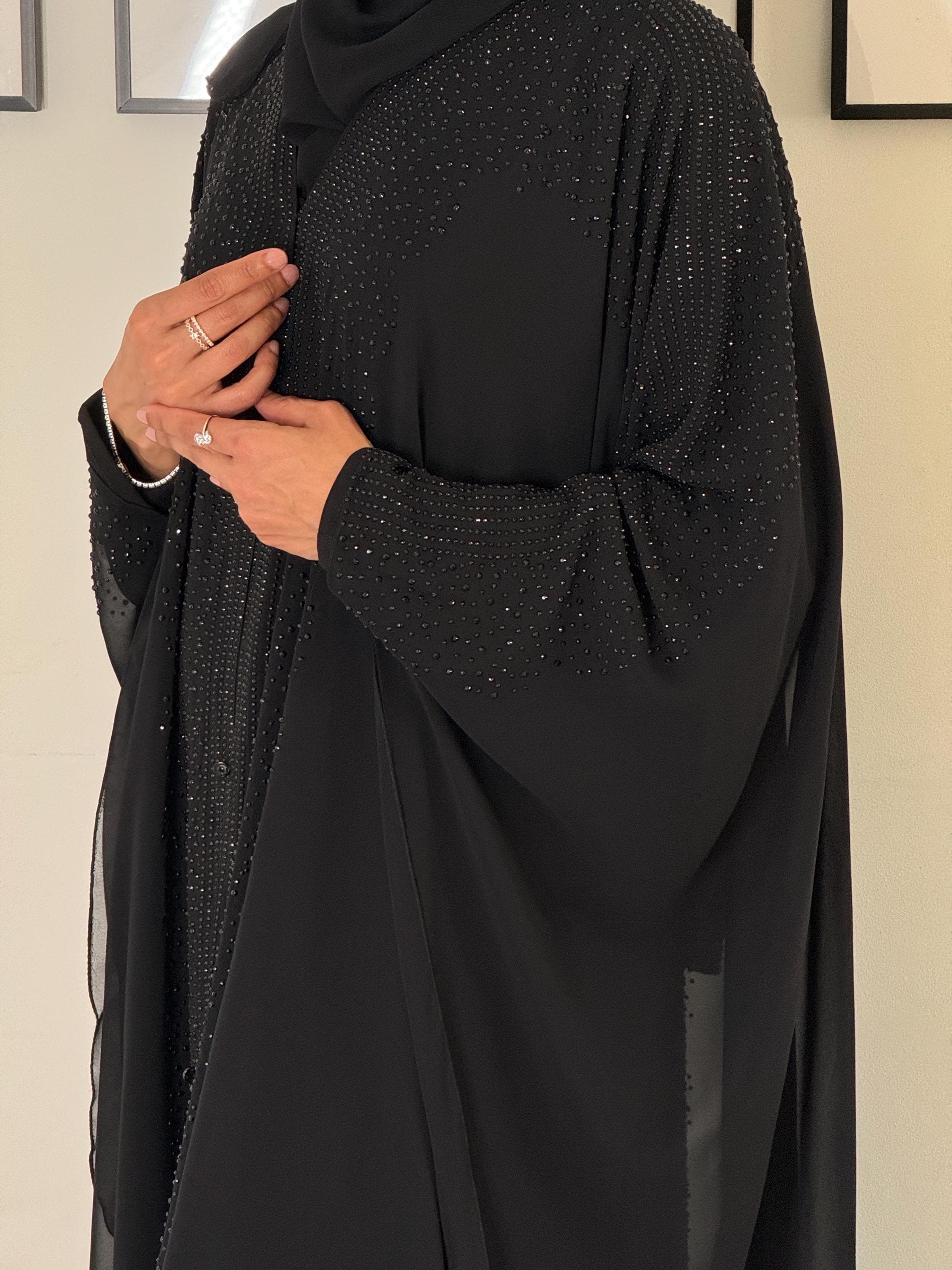 Sabah Bahraini Farasha Set- Butterfly Abaya- Batwing Abaya- Black Chiffon Dress - Wedding Bridal Wear - Occasion Abaya Set