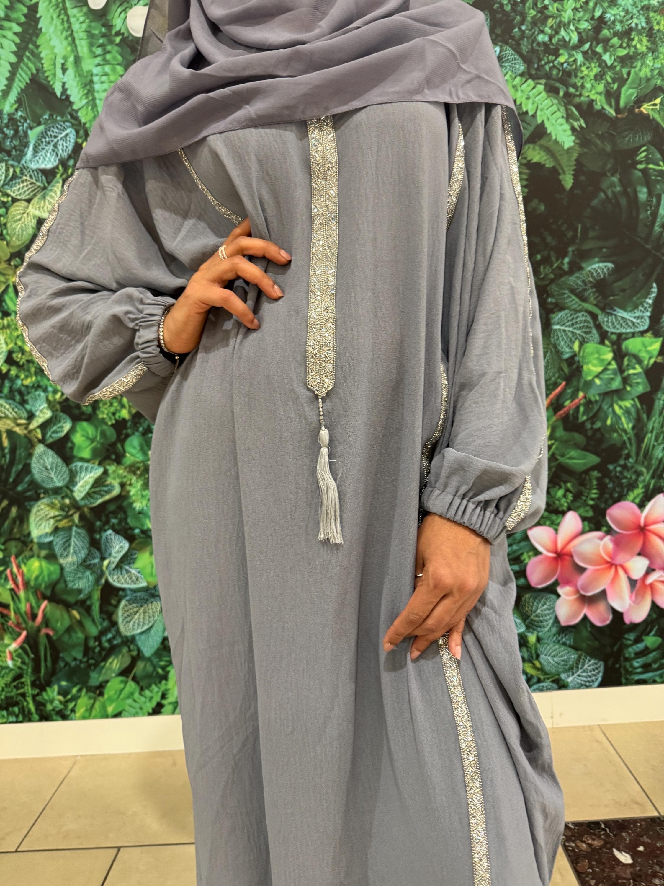 Classic Crepe Butterfly Abaya with Inner Belt & Matching Scarf